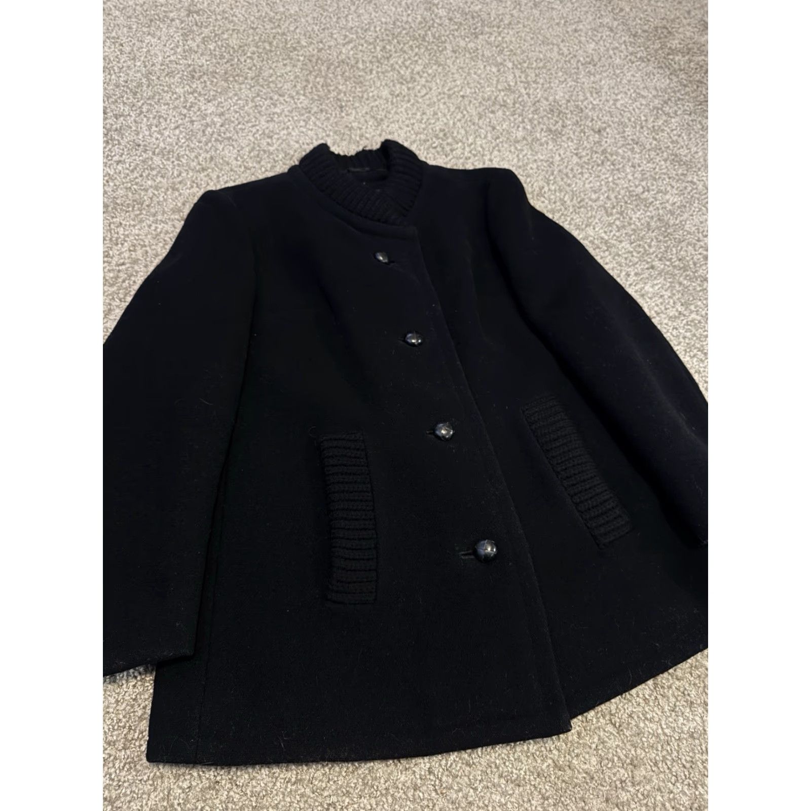Vintage VINTAGE Ein Althof Modell Black Button Front Wool Jacket Woman M Black Pea Coat Womens Size M / US 6-8 / IT 42-44 - 3 Thumbnail