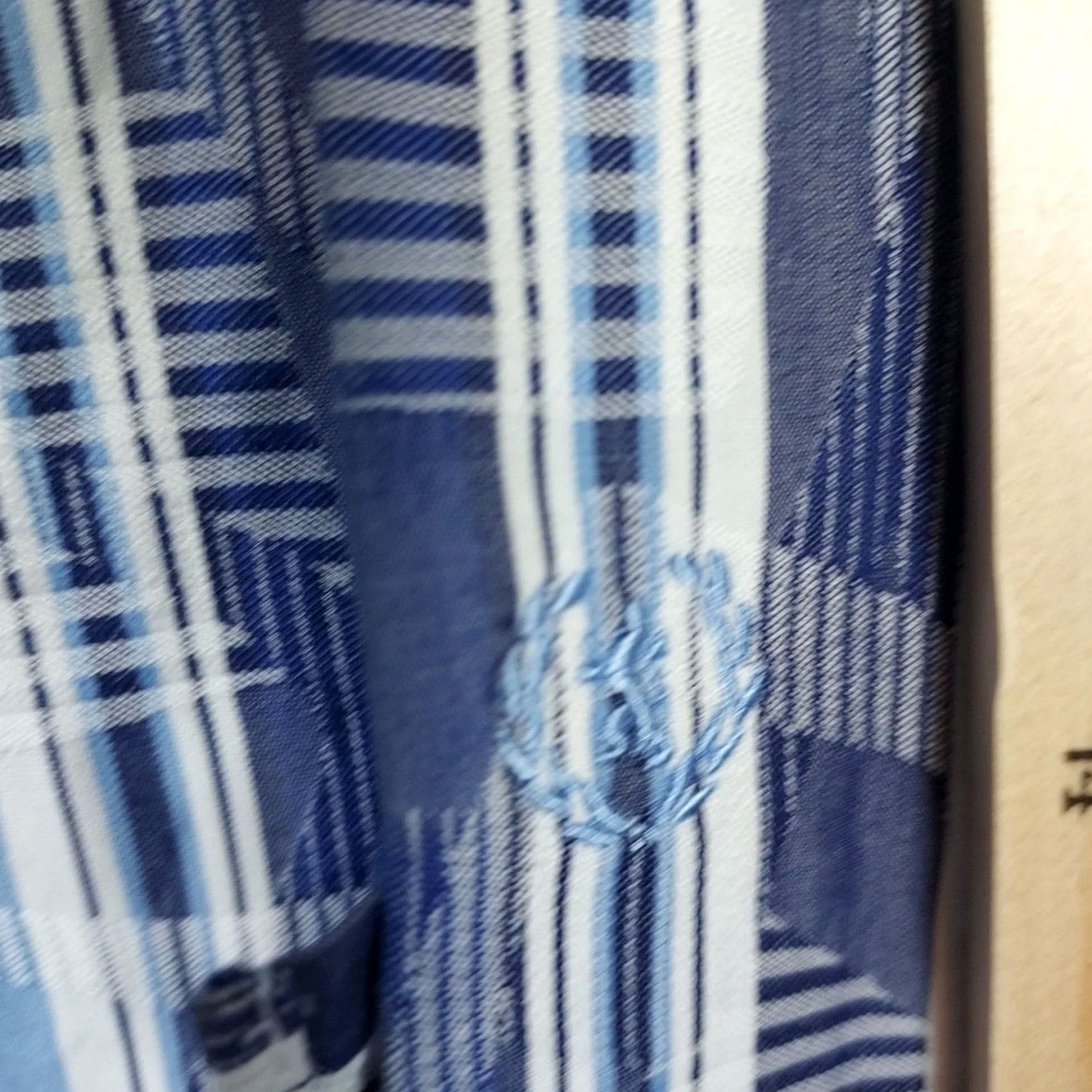 BUGATCHI Bugatchi Striped Dress Shirt Mens Small Blue White Button-Down Long Sleeve Size 36R - 5 Thumbnail