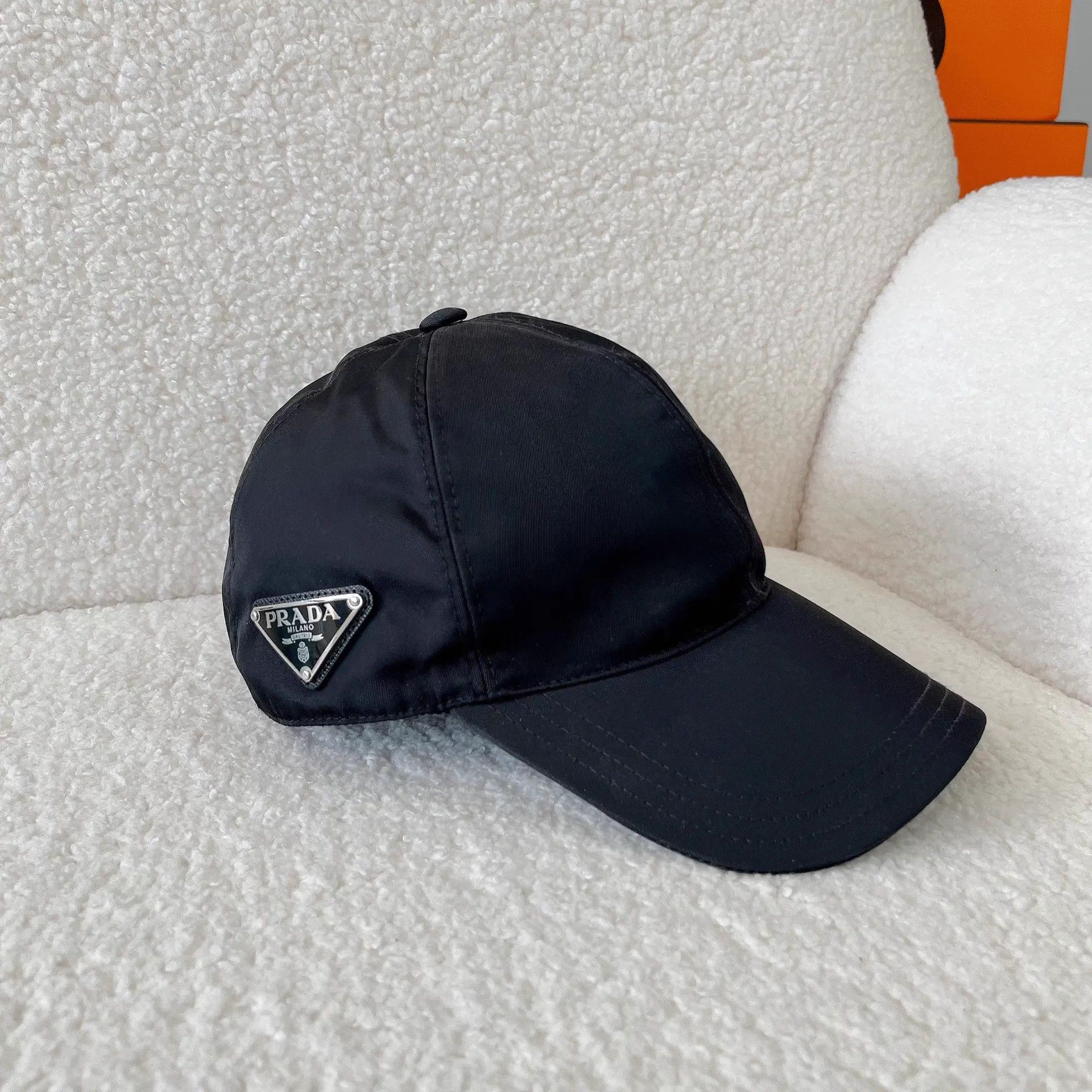 Prada Prada Black Triangle Logo Nylon Baseball Cap M Size ONE SIZE - 1 Thumbnail