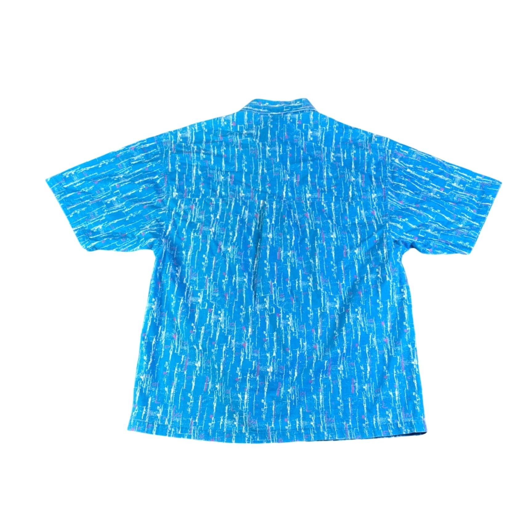 Rusty VINTAGE Rusty Mens Short Sleeve Button Up Shirt Blue Abstract Print M Size US M / EU 48-50 / 2 - 2 Thumbnail