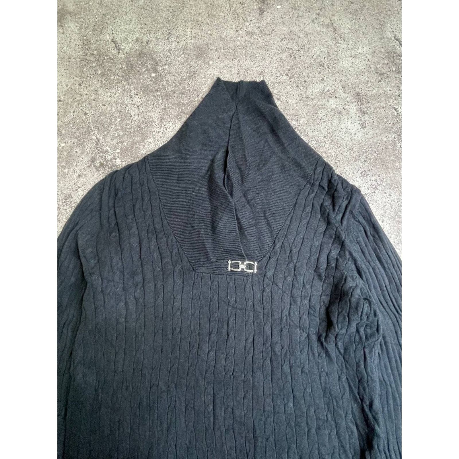 Vintage Vintage Karen Scott Black Cable Knit Sweater with Metal Size S / US 4 / IT 40 - 2 Thumbnail