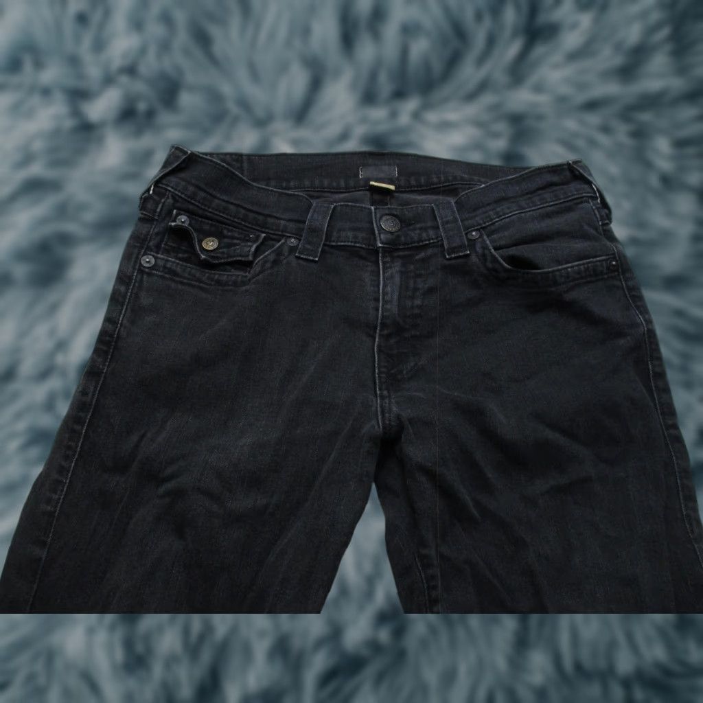 True Religion Ricky Jeans Mens 33 Relaxed Straight Charcoal Denim Made USA