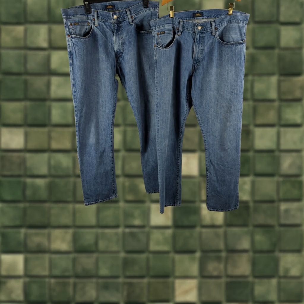 Polo Ralph Lauren Polo Ralph Lauren Hampton Straight Jeans Men 35 x 32 Blue Medium Wash Zip 5-Pocket Design Logo Button Denim Cotton Regular Mid Rise Size US S / EU 44-46 / 1 - 1 Thumbnail