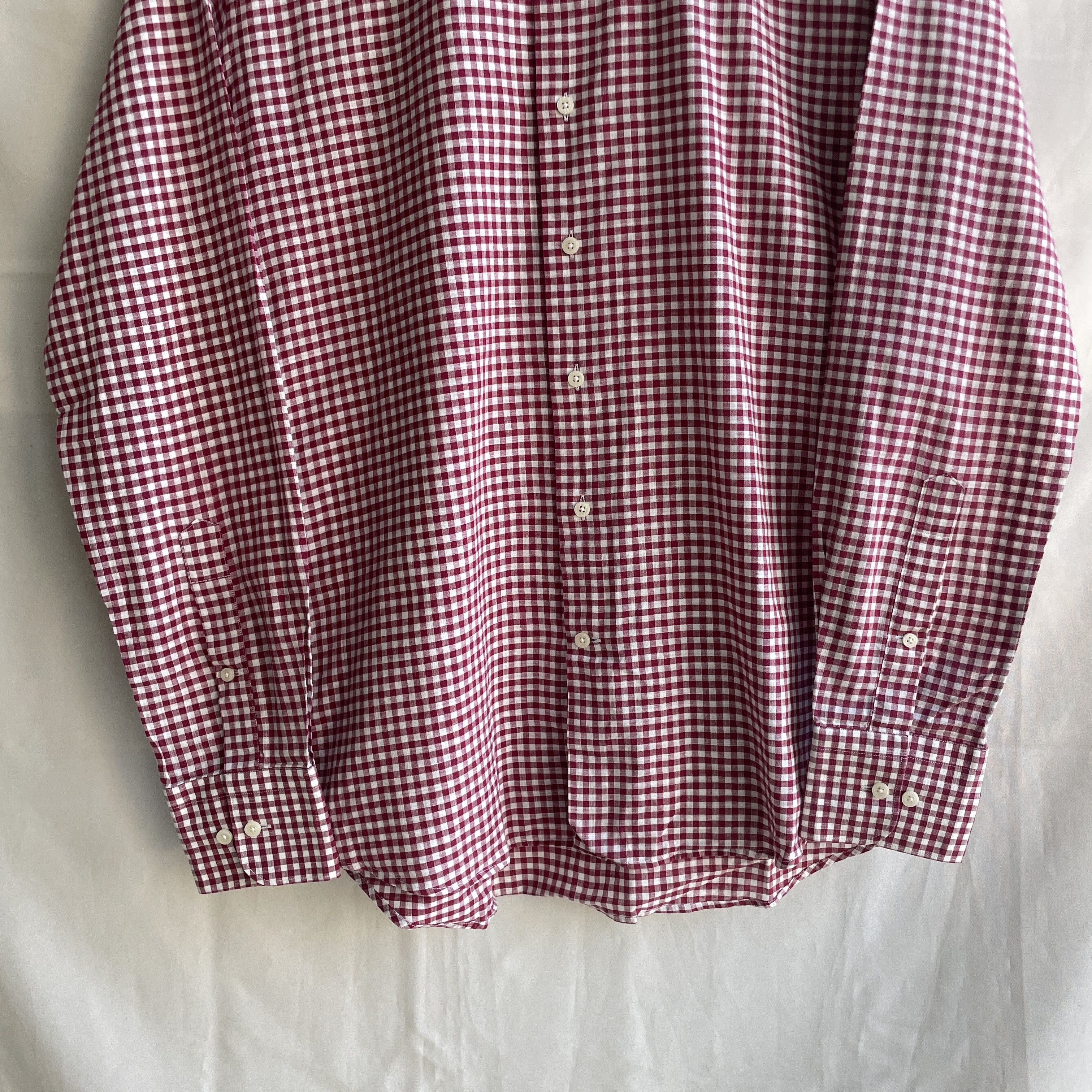 Suitsupply Suitsupply Gingham Check Red Spread Collar Dress Shirt Size 42R - 5 Thumbnail