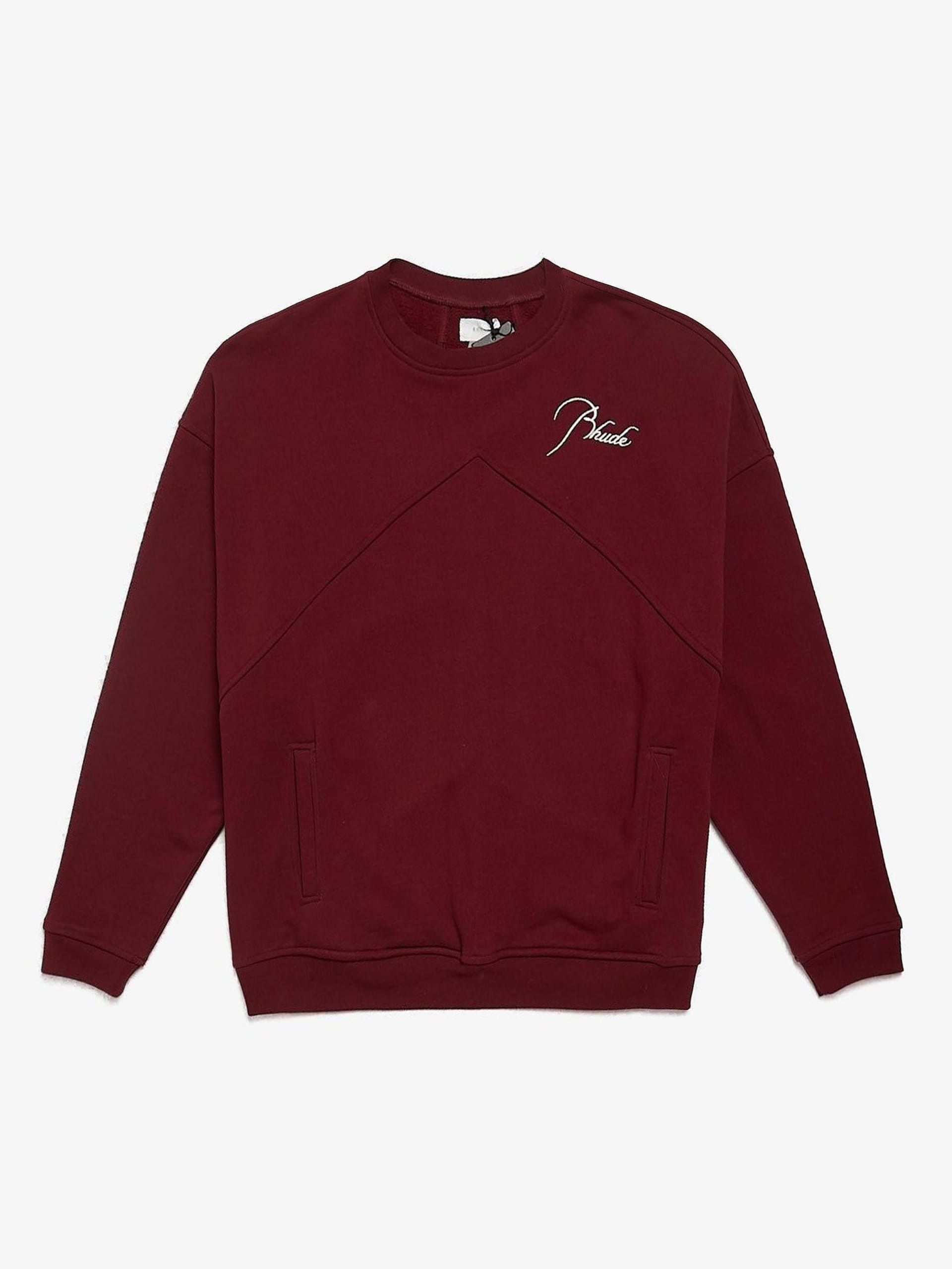 Rhude Burgundy Logo Embossed Cotton Sweatshirt Size US XL / EU 56 / 4 - 1 Thumbnail