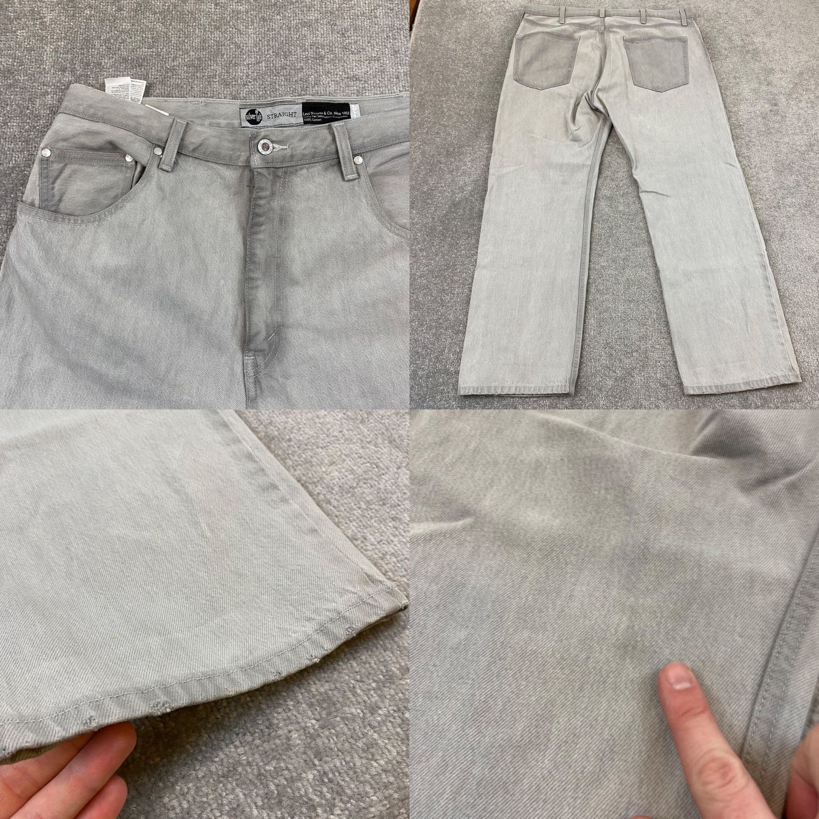 Levi's VTG Levi's Silver Tab Jeans Mens 38x29 Straight Light Gray Wash Skater Denim Y2K Mens Jeans Size US 38 / EU 54 - 8 Thumbnail