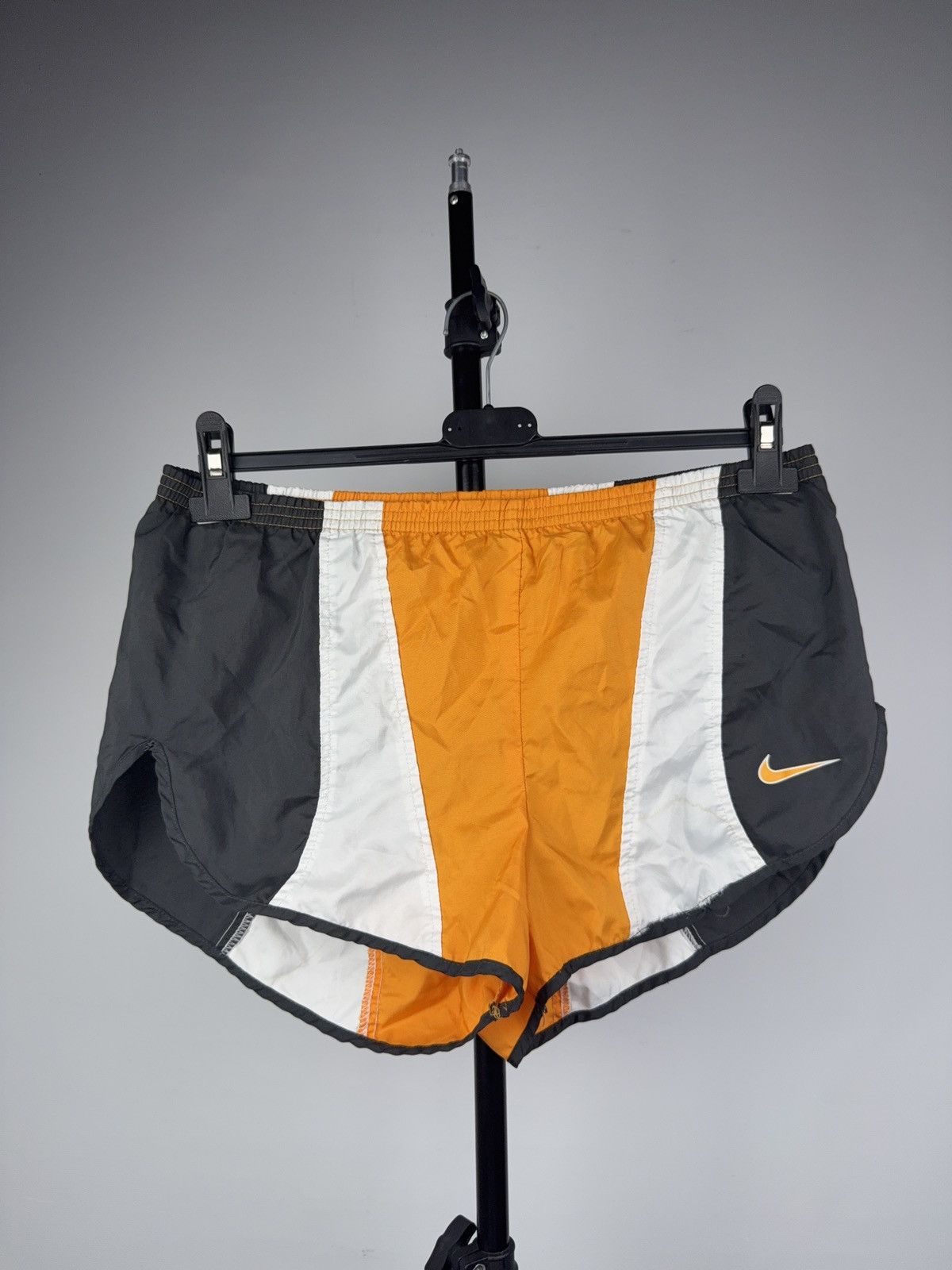 Nike Nike Vintage 90s Orange White Black Running Split Shorts Size US 30 / EU 46 - 1 Thumbnail