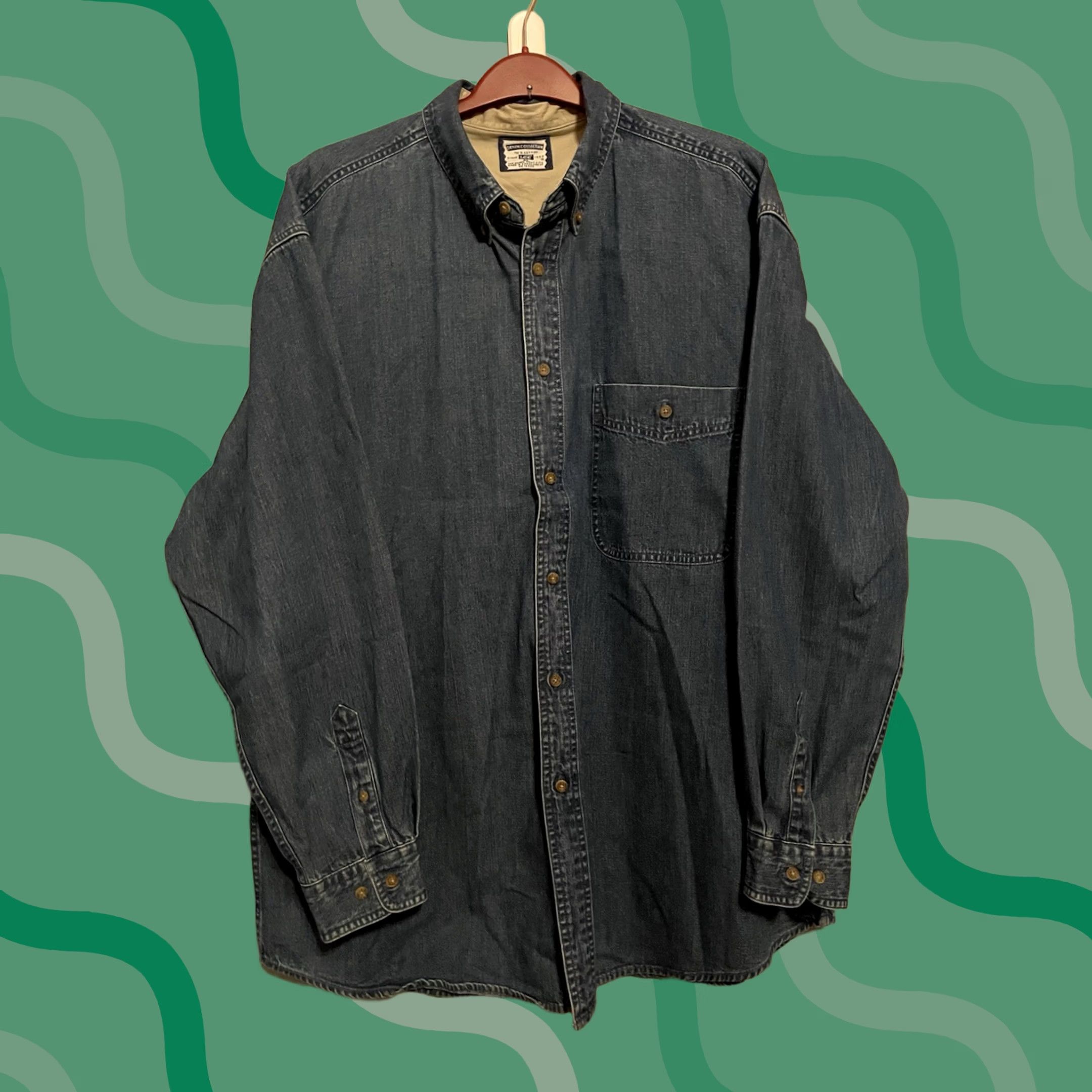 Lee VINTAGE Lee Denim Button-Up Shirt Mens XL Blue 90s Classic Oversized Relaxed Long Sleeve Collar Button-Down Casual Workwear Pockets Size US XL / EU 56 / 4 - 1 Thumbnail