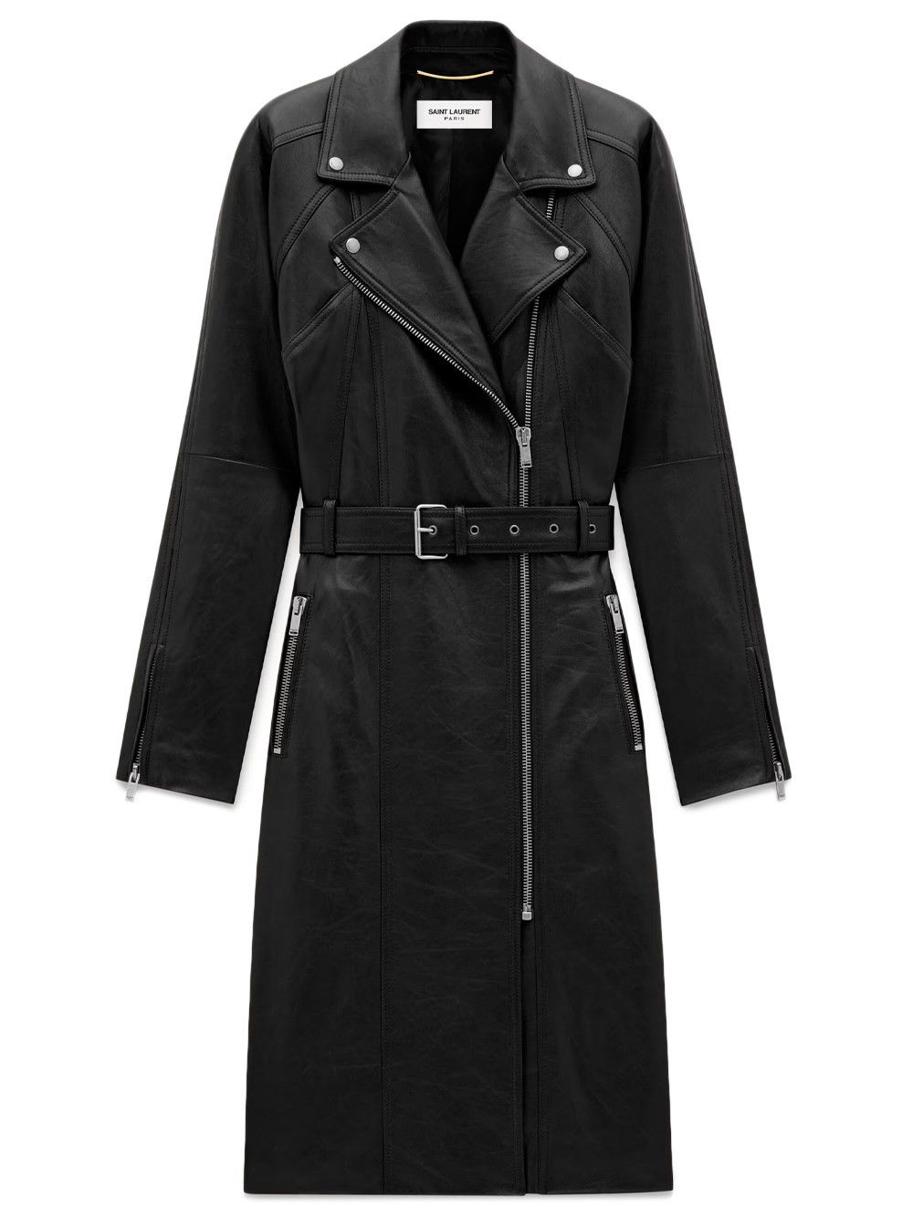 Saint Laurent Paris Leather Coat Size M / US 6-8 / IT 42-44 - 1 Thumbnail
