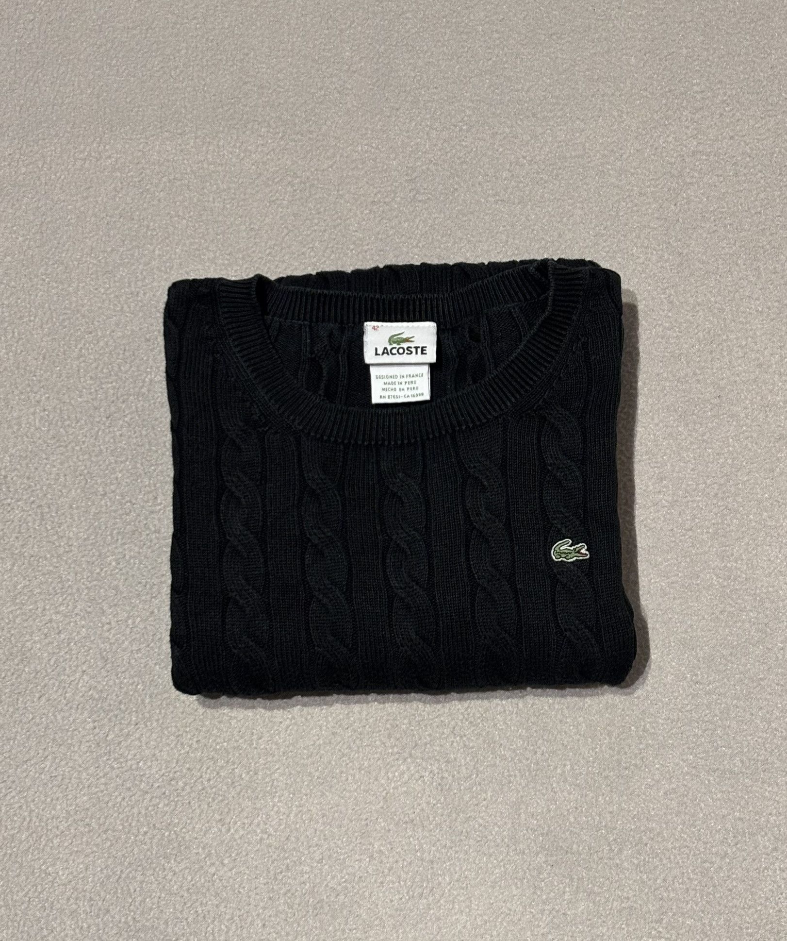 Lacoste Lacoste Cable Sweater Black Size M / US 6-8 / IT 42-44 - 14 Thumbnail