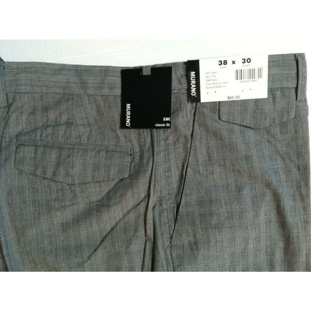 Murano MURANO MENS NEW GRAY 100%COTTON CASUAL PANTS SIZE:38/30 Size US 38 / EU 54 - 2 Thumbnail