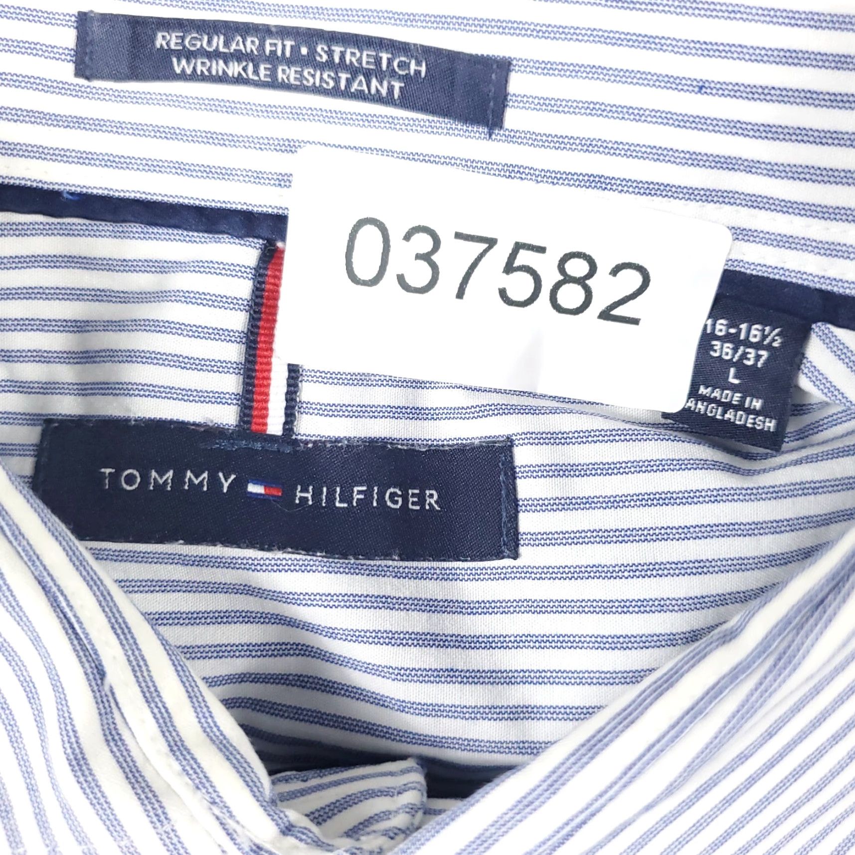 Tommy Hilfiger Tommy Hilfiger Shirt Mens Large Blue Striped Button-Up Long Sleeve Casual Business Ready Navy/Blue Classic Preppy American Mens L Blue Striped Shirt Size US L / EU 52-54 / 3 - 7 Thumbnail