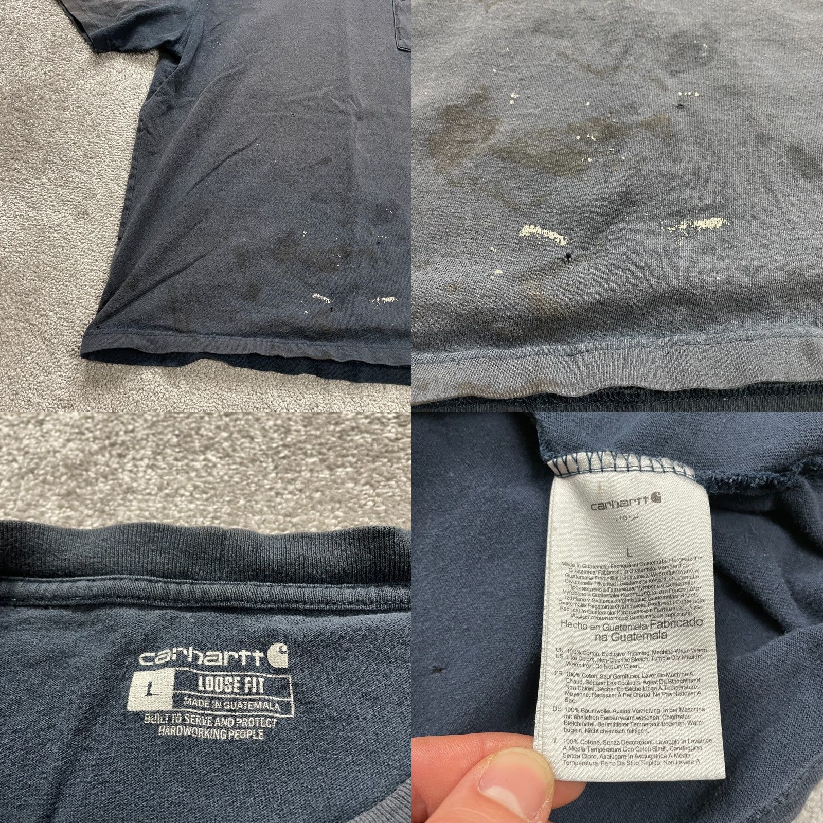 Carhartt VINTAGE Carhartt K87 Loose Shirt Men L Blue Crew Neck Cotton Pocket Tee 90s Outdoor Mens Size US L / EU 52-54 / 3 - 8 Thumbnail