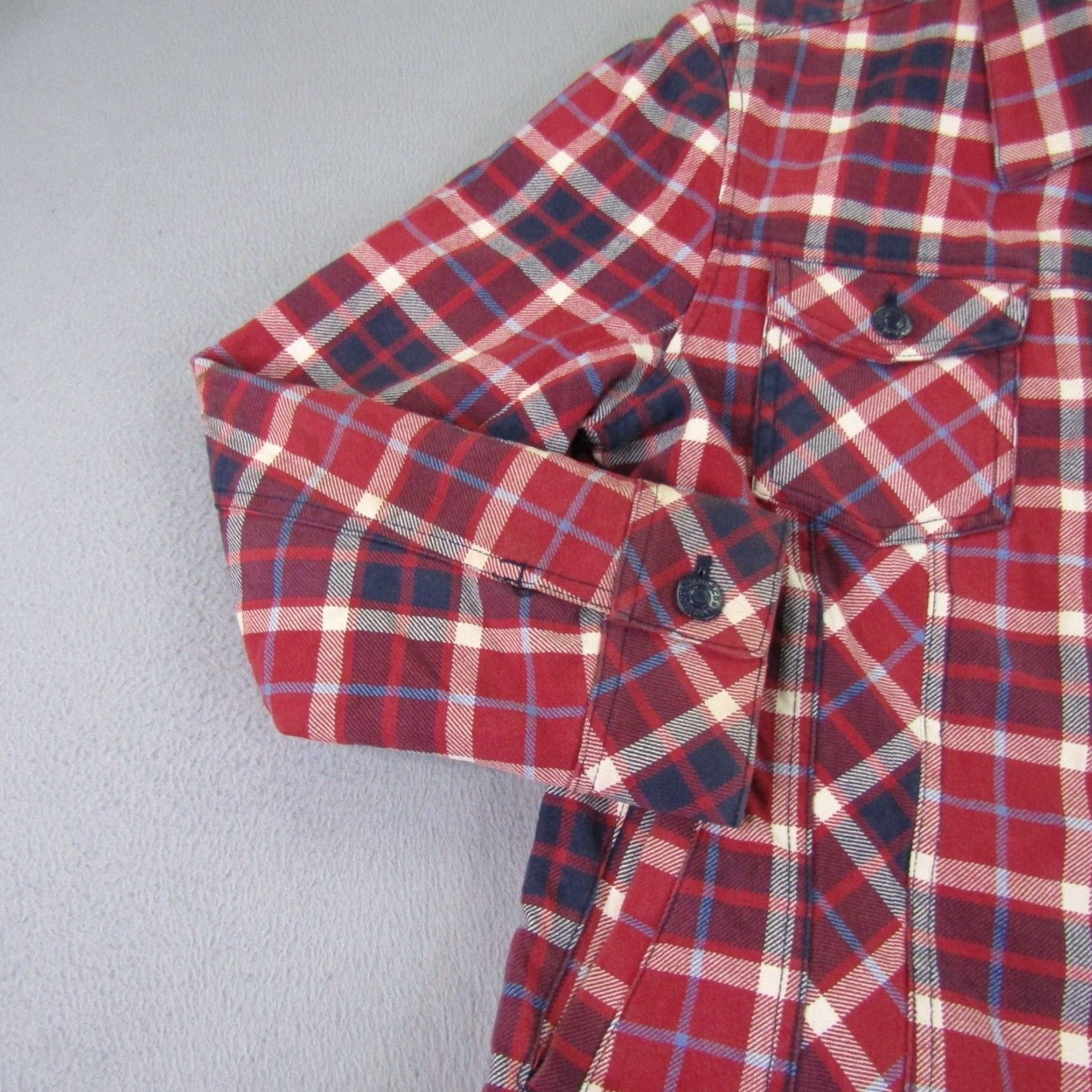Vintage Jason Wood Jacket Mens Large Red Plaid Twill Flannel Shacket Button Up Coat Size US L / EU 52-54 / 3 - 3 Thumbnail
