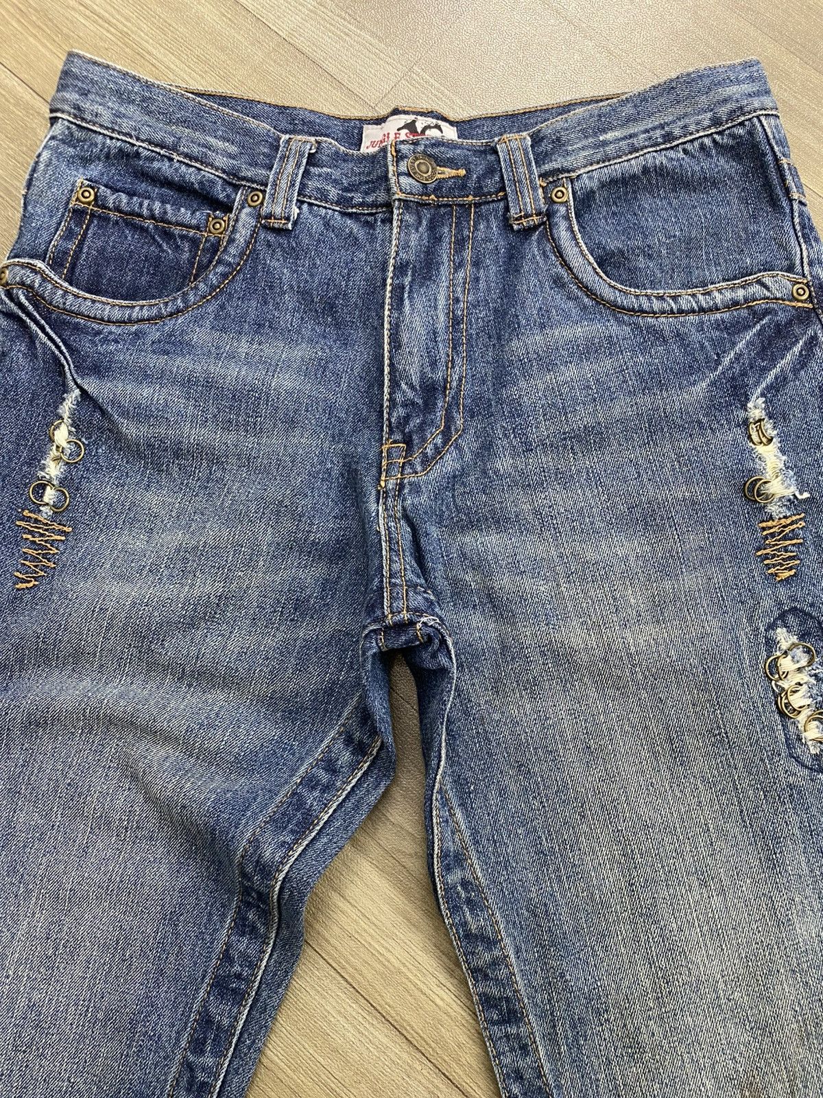 If Six Was Nine 2000s Jungle Storm Distressed Punk Lgb Mudmax Flared Jeans Size US 30 / EU 46 - 6 Thumbnail