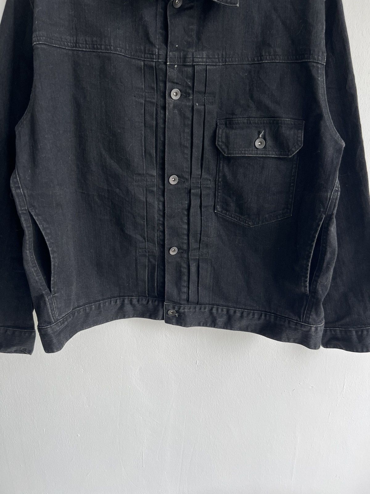 Kaihara Denim Type-1 Single Pocket Pleated Black Denim Jacket Uniqlo Size US XL / EU 56 / 4 - 4 Thumbnail