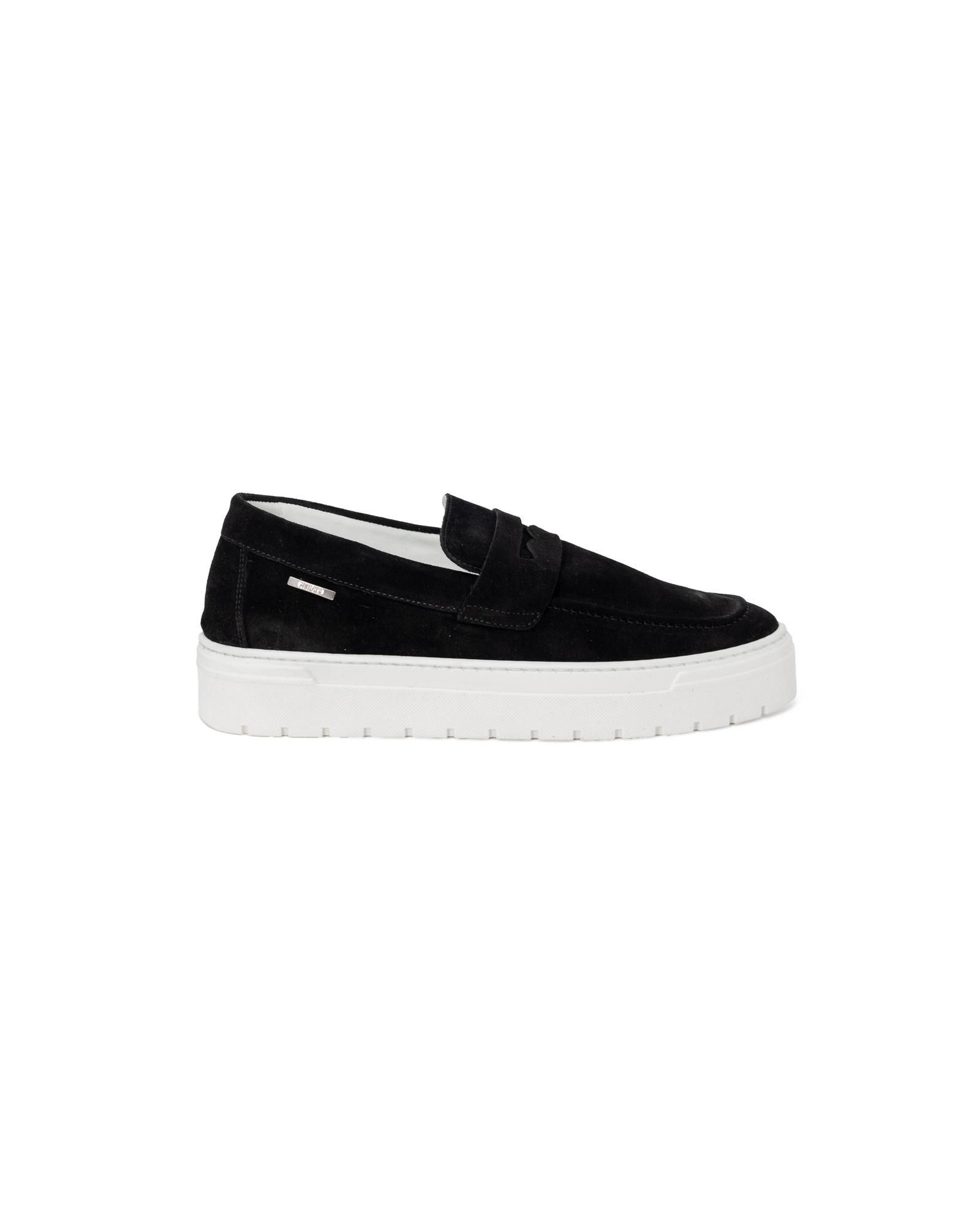 image of Antony Morato Leather Moccasins With Rubber Sole Shoes in Black, Men's (Size 8)