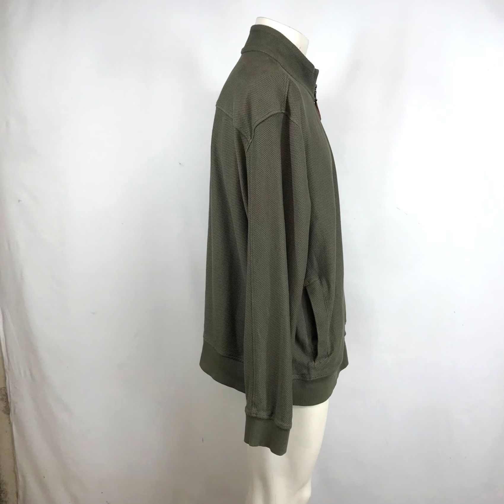 Banana Republic Banana Republic Mens XXL Olive Green Textured Cotton Full Zip Mock Neck Sweater Size US XXL / EU 58 / 5 - 4 Thumbnail