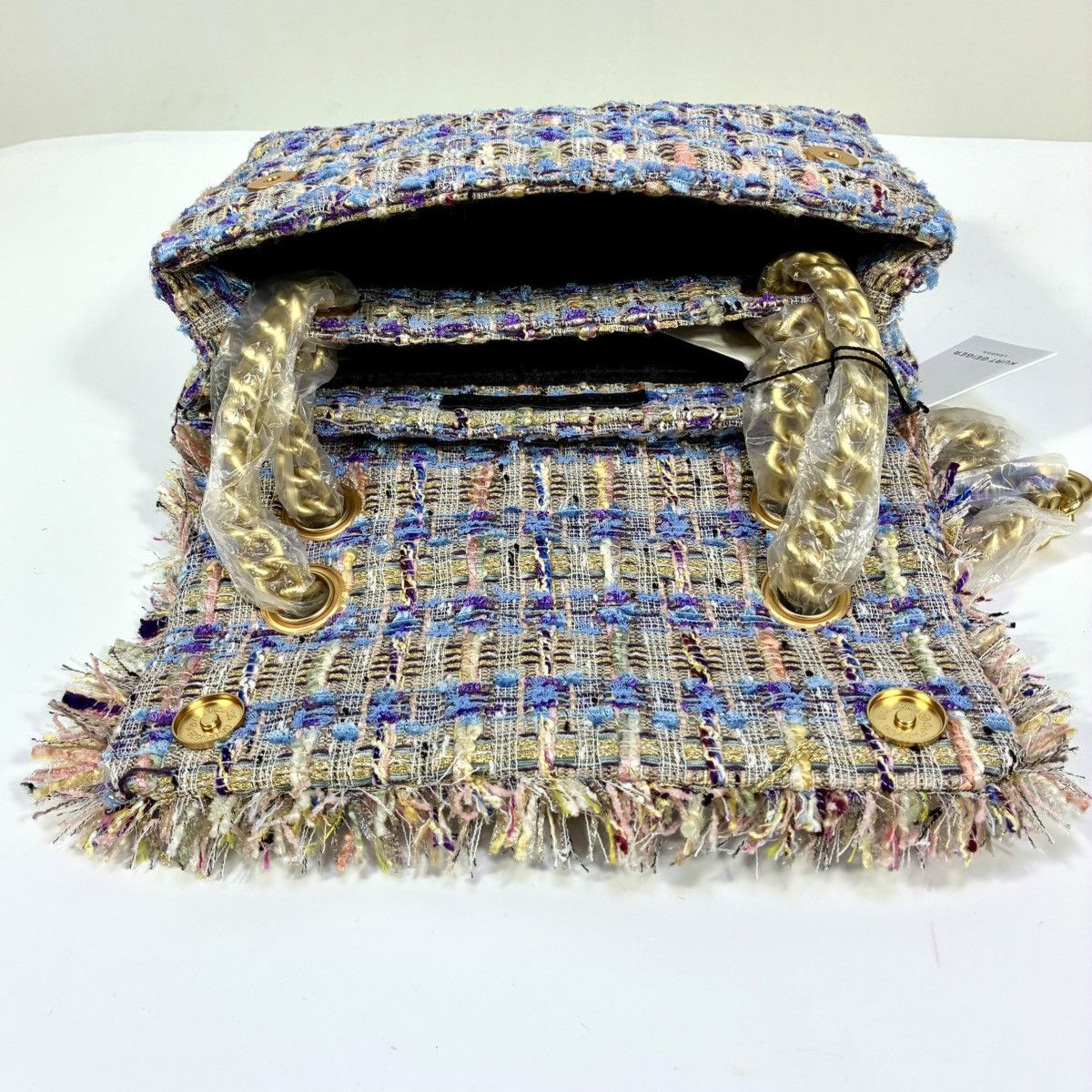 Kurt Geiger Kurt Geiger London Brixton Tweed Lock Bag Lilac NEW Shoulder Size ONE SIZE - 18 Thumbnail
