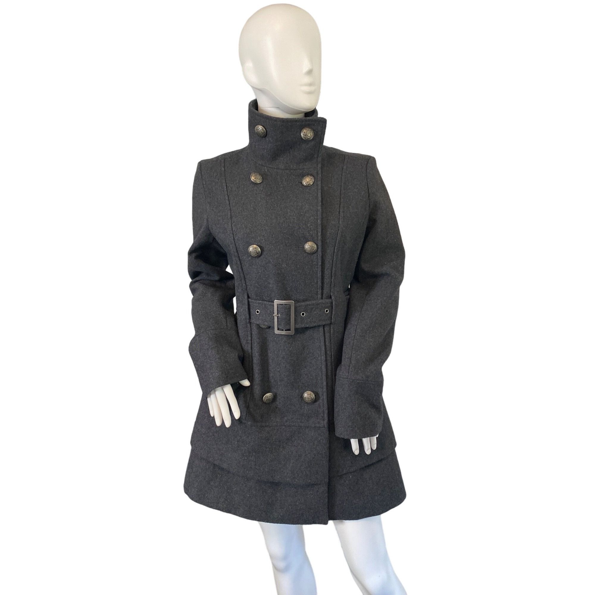 Vintage MARVIN RICHARDS NEW YORK WOMENS GRAY WOOL MILITARY STYLE COA Size S / US 4 / IT 40 - 2 Thumbnail