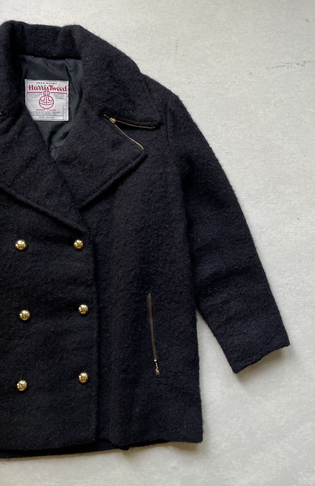 Harris Tweed 🔥Vtg Harris Tweed Women's Wool Double Breasted Zipper Coat Size L / US 10 / IT 46 - 4 Thumbnail