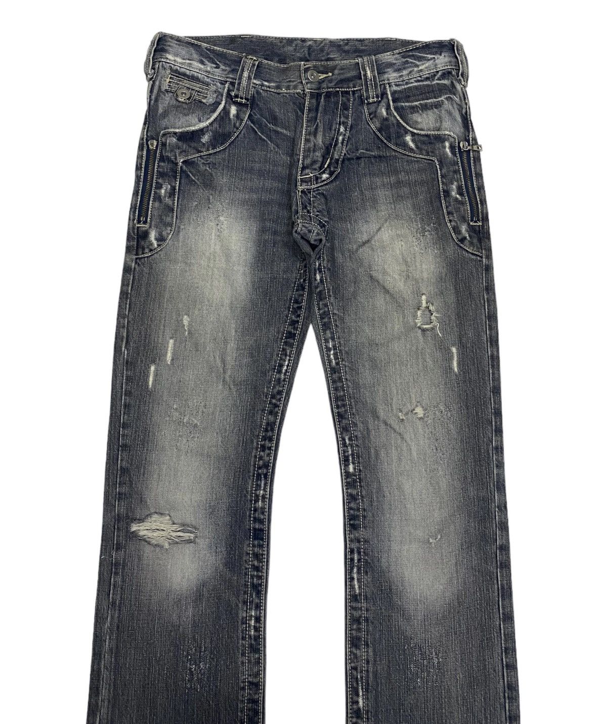 If Six Was Nine × Le Grande Bleu (L.G.B.) TAKA:Q JAPAN THRASHED DISTRESSED DENIM JEANS ZIPPED POCKET Size US 32 / EU 48 - 3 Thumbnail