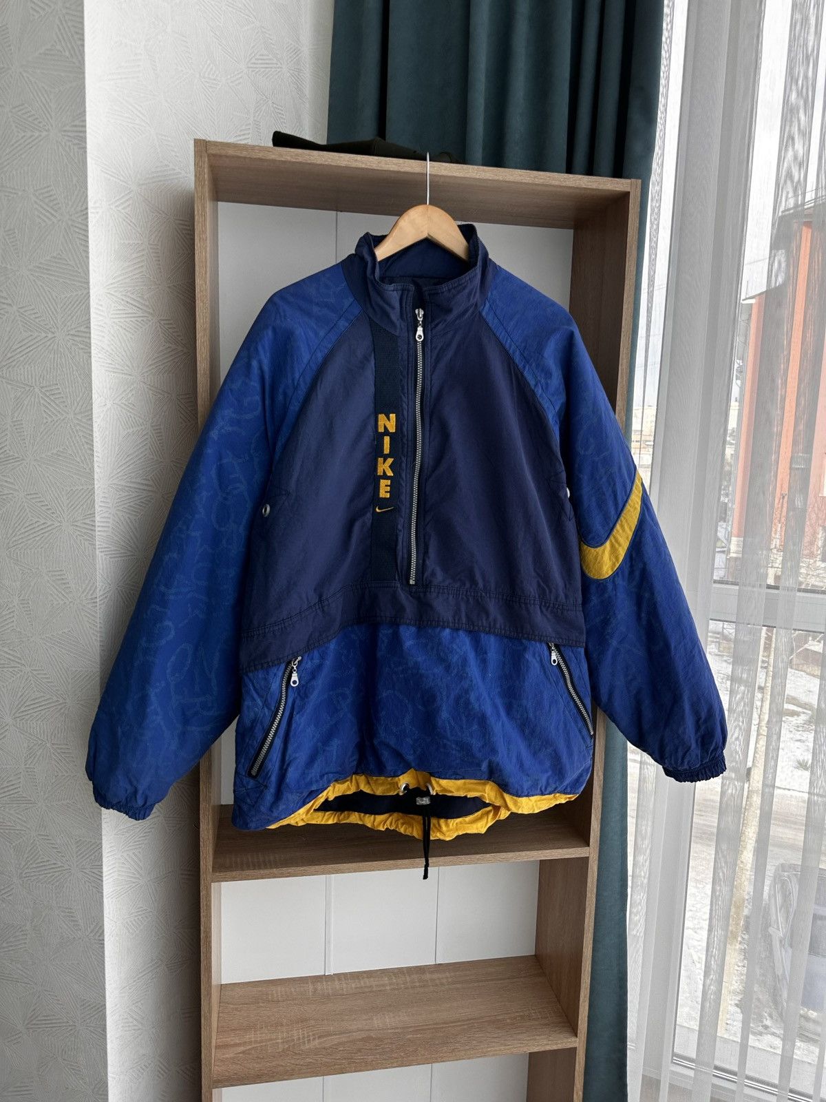 Pre-owned Nike X Vintage Nike Big Swoosh Streetwear Japanese Outdoor Jacket In Navy