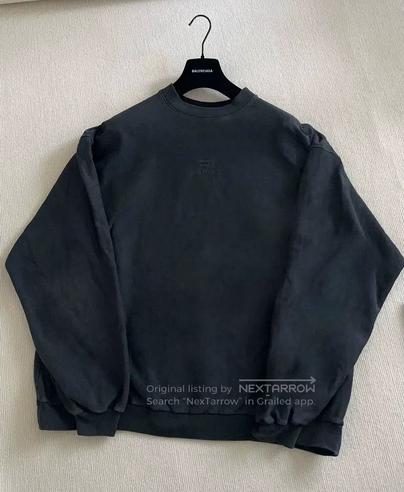 Balenciaga Balenciaga Washed Black Embroidered Sport B Hoodie Size US M / EU 48-50 / 2 - 1 Thumbnail