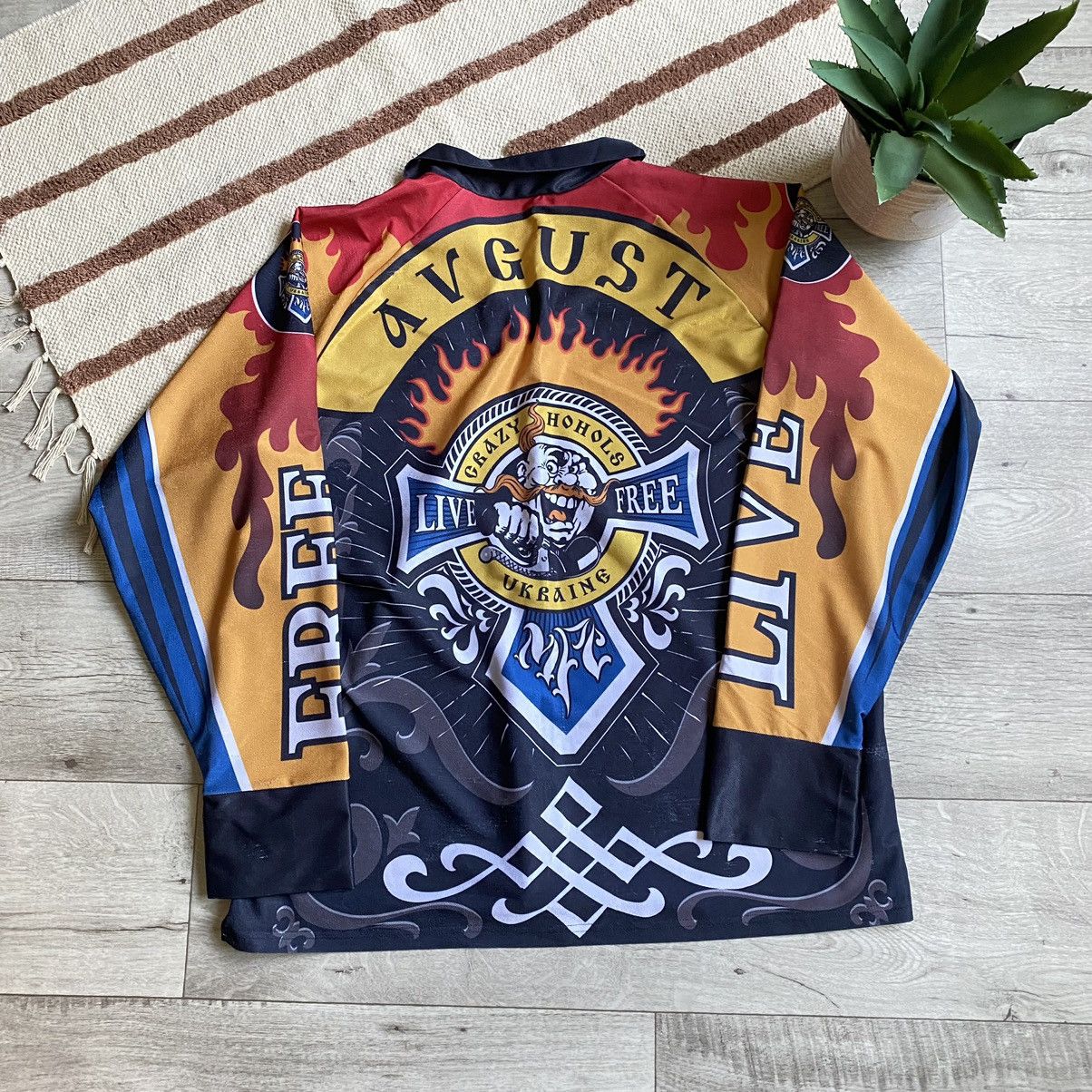 Harley Davidson × Vintage AMAZING CRAZY HOHOLS UKRAINE MOTO CLUB FIRE TRIBAL JERSEY Size US XL / EU 56 / 4 - 2 Thumbnail