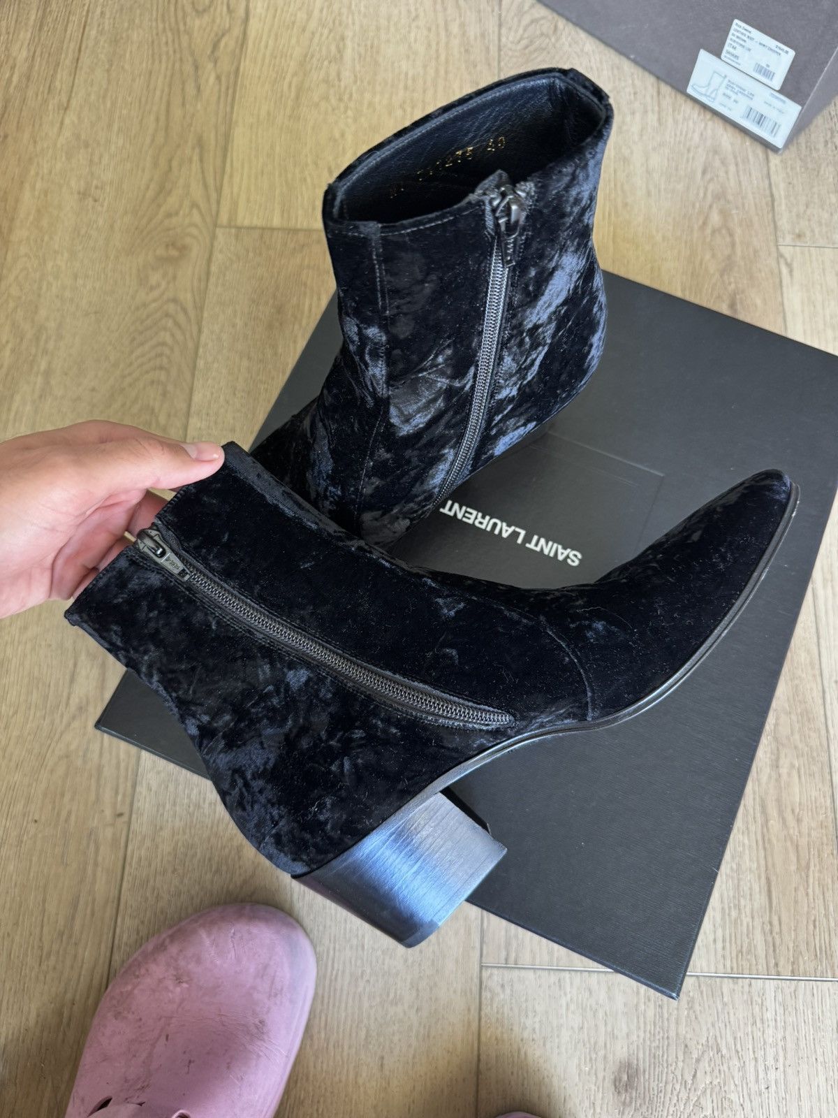 Saint Laurent Paris Vasssili 60 Velour Boots Size US 7 / EU 40 - 9 Thumbnail
