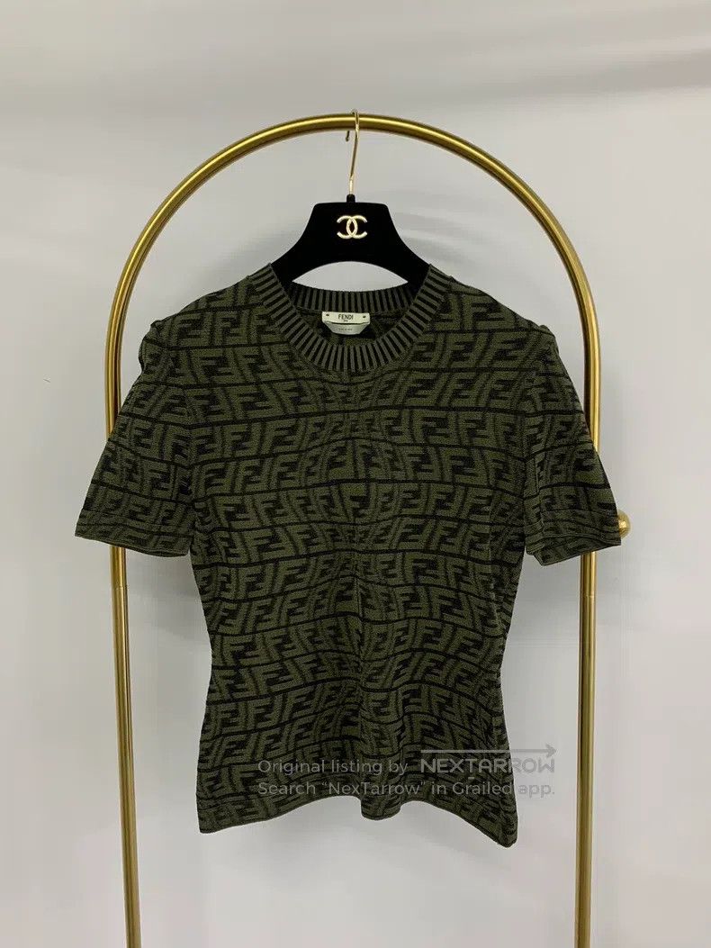 Fendi Fendi Green monogrammed knit short sleeve Size XS / US 0-2 / IT 36-38 - 1 Thumbnail