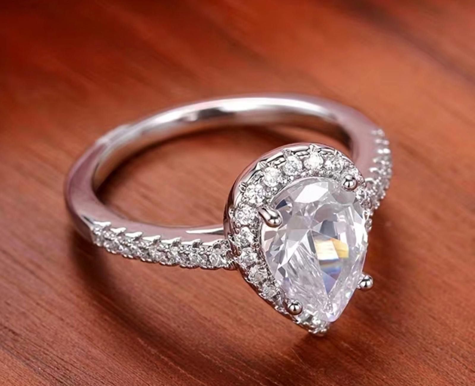 Other Pear Engagement Wedding Ring with Halo Size ONE SIZE - 1 Thumbnail