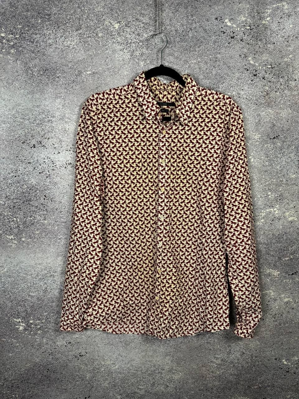 Gucci GUCCI Shirt Button Up Printed Monogram Horsebit Slim Fit Red Size US M / EU 48-50 / 2 - 1 Thumbnail