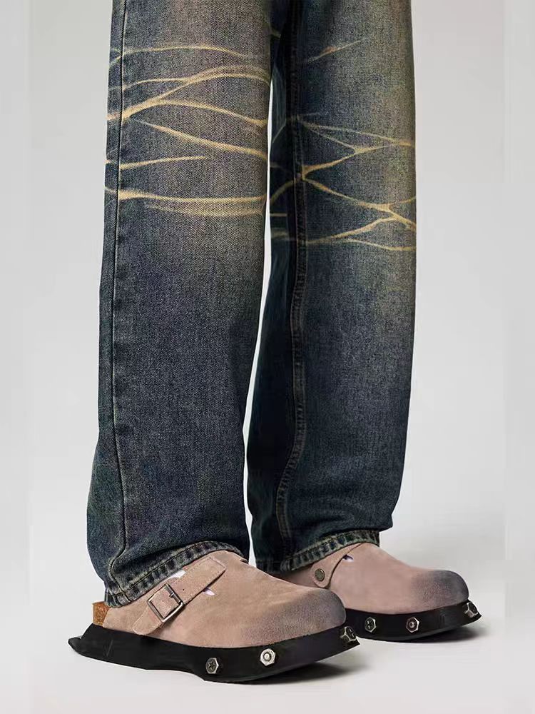 Japanese Brand × Jean Vintage street striped washed and faded loose jeans Size US 34 / EU 50 - 6 Thumbnail