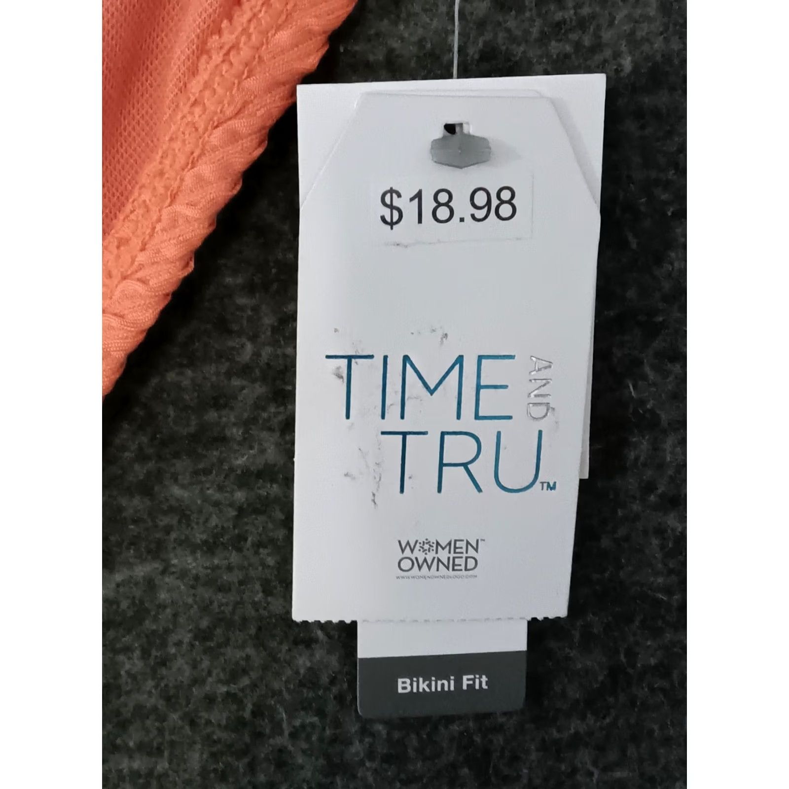 Vintage Time Tru Swim Bottom Womens 1X 16W-18W Orange High Waist Bikini Textured Ribbed Bottom Size 40" / US 18 - 7 Thumbnail