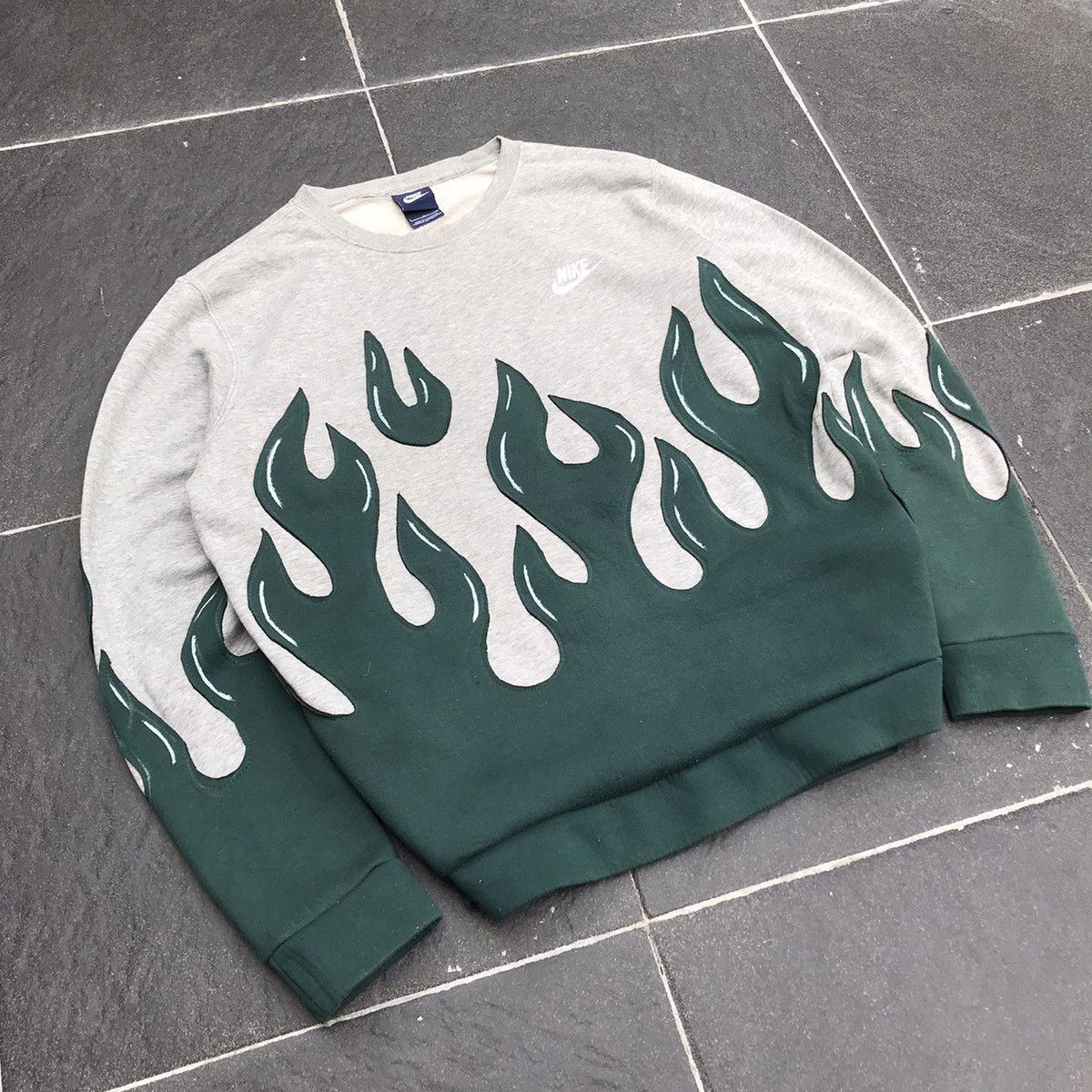 custom vintage nike flame sweatshirt