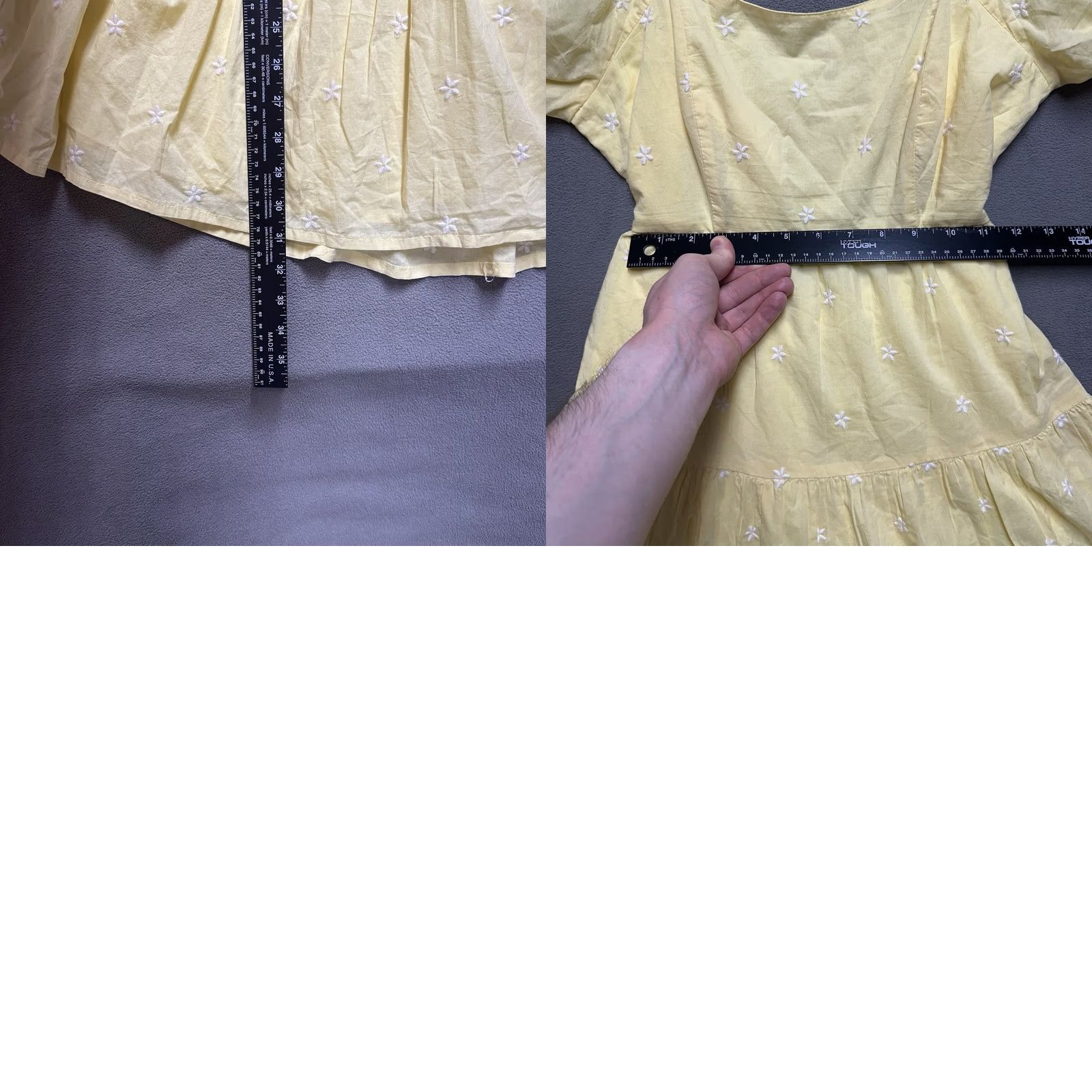 Jessica Simpson Jessica Simpson Mini Dress Womens S Yellow Embroidered Puff Sleeve Casual Scoop Neck Size S / US 4 / IT 40 - 9 Thumbnail