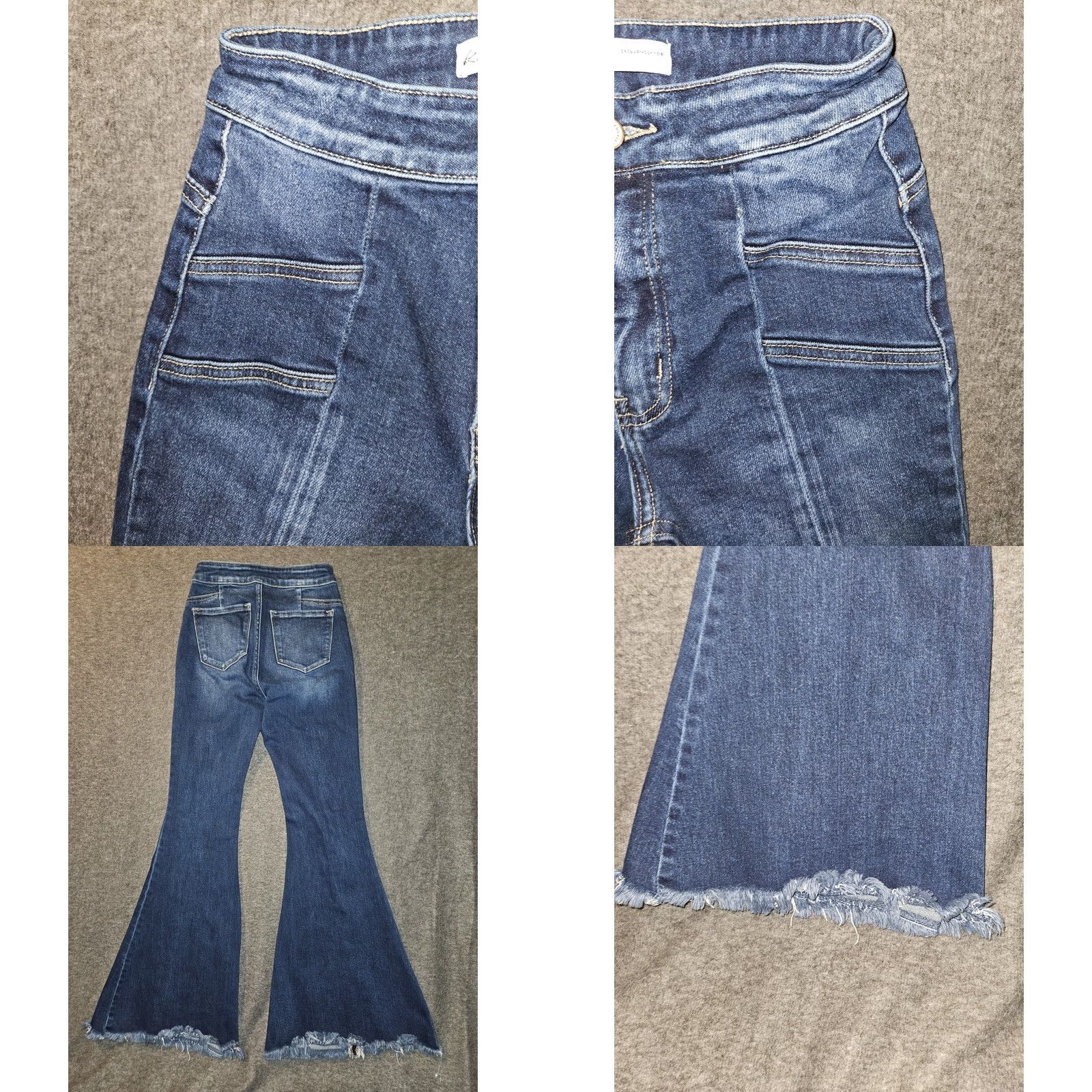 Vintage Kancan Flare Jeans Juniors 25 Mid Rise Blue Stretch Frayed Hem Western Preppy Jeans Women Boys? Size 42" / US 20 - 8 Thumbnail