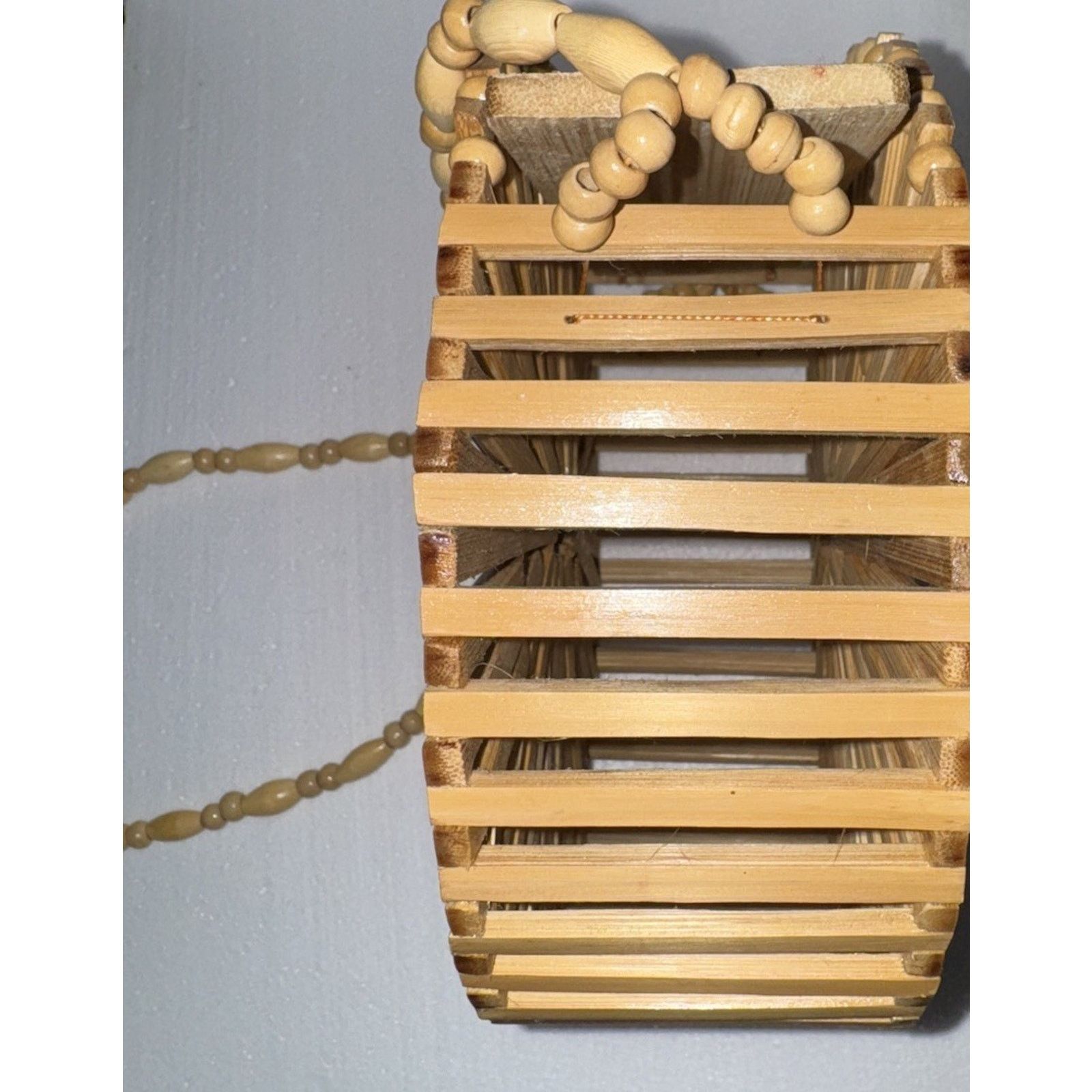 The Unbranded Brand Handmade Bamboo Open Slats Cylinder Purse 8in Shoulder Strap Size ONE SIZE - 8 Thumbnail