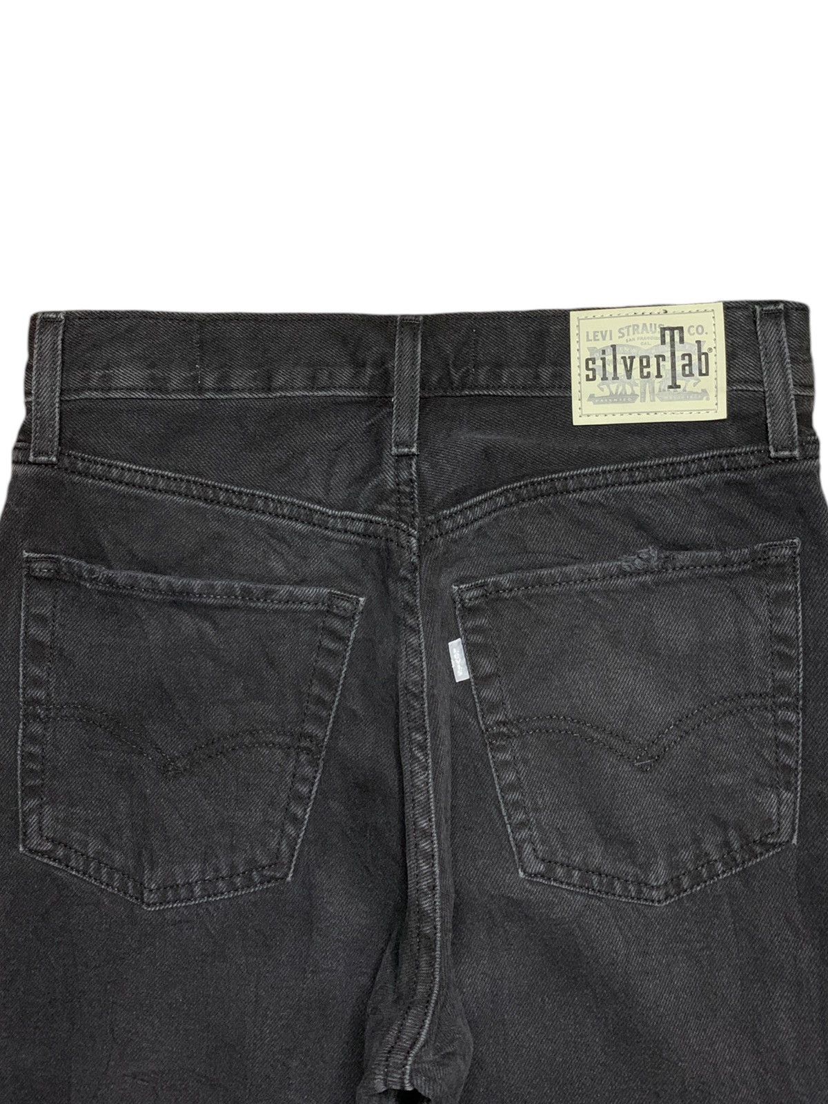 Levi's Levis Baggy Silver Tab Distressed Ripped Black Jeans Size 29" - 8 Thumbnail