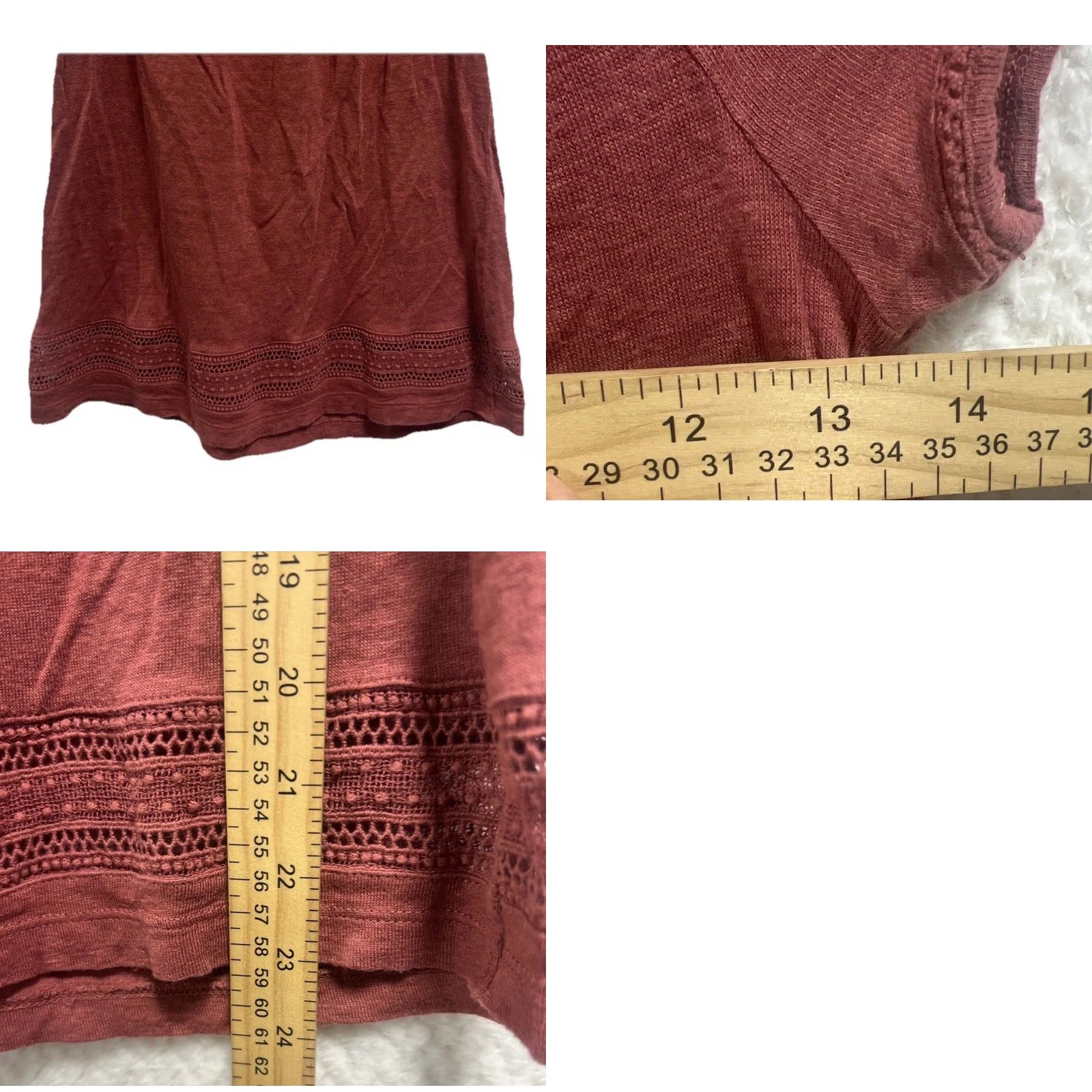 Vintage St. Tropez West 100% Linen Peasant Blouse Women’s S Rust Bohemian Cottagecore Cap Sleeve Crochet Trim Hem Casual Shirt Size S / US 4 / IT 40 - 9 Thumbnail