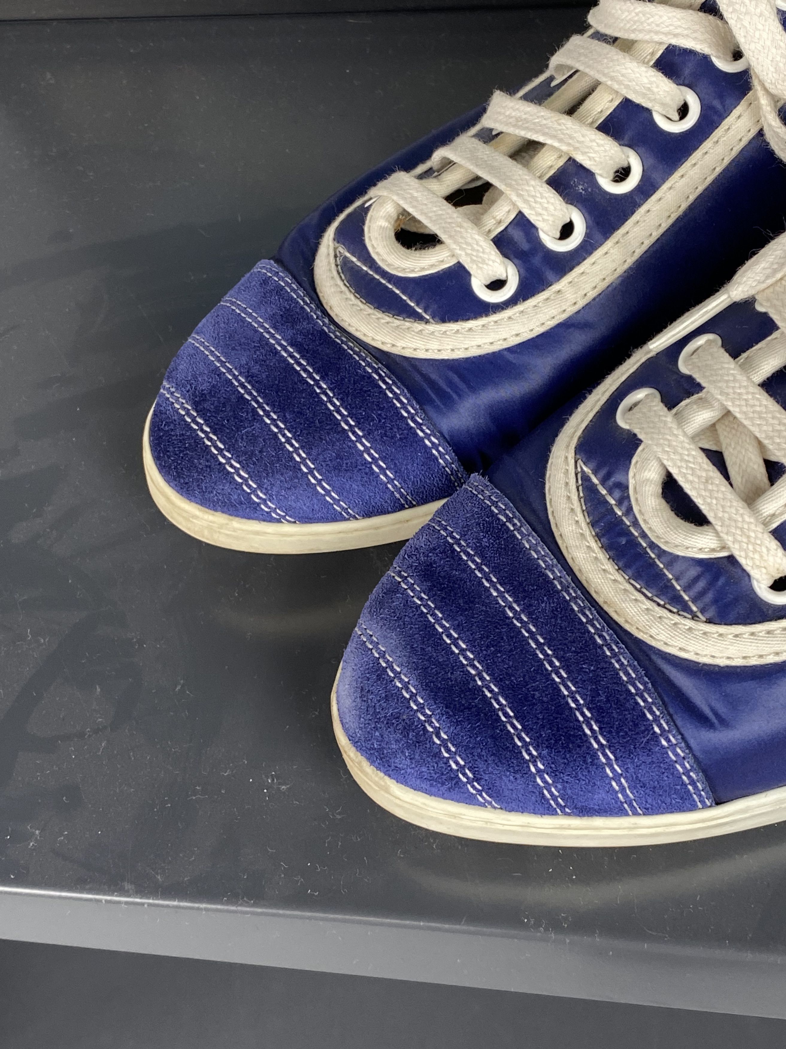 Designer × Gucci × Vintage Gucci Interlocking G’s Vintage Low Tops Nylon Blue Size US 7 / IT 37 - 3 Thumbnail