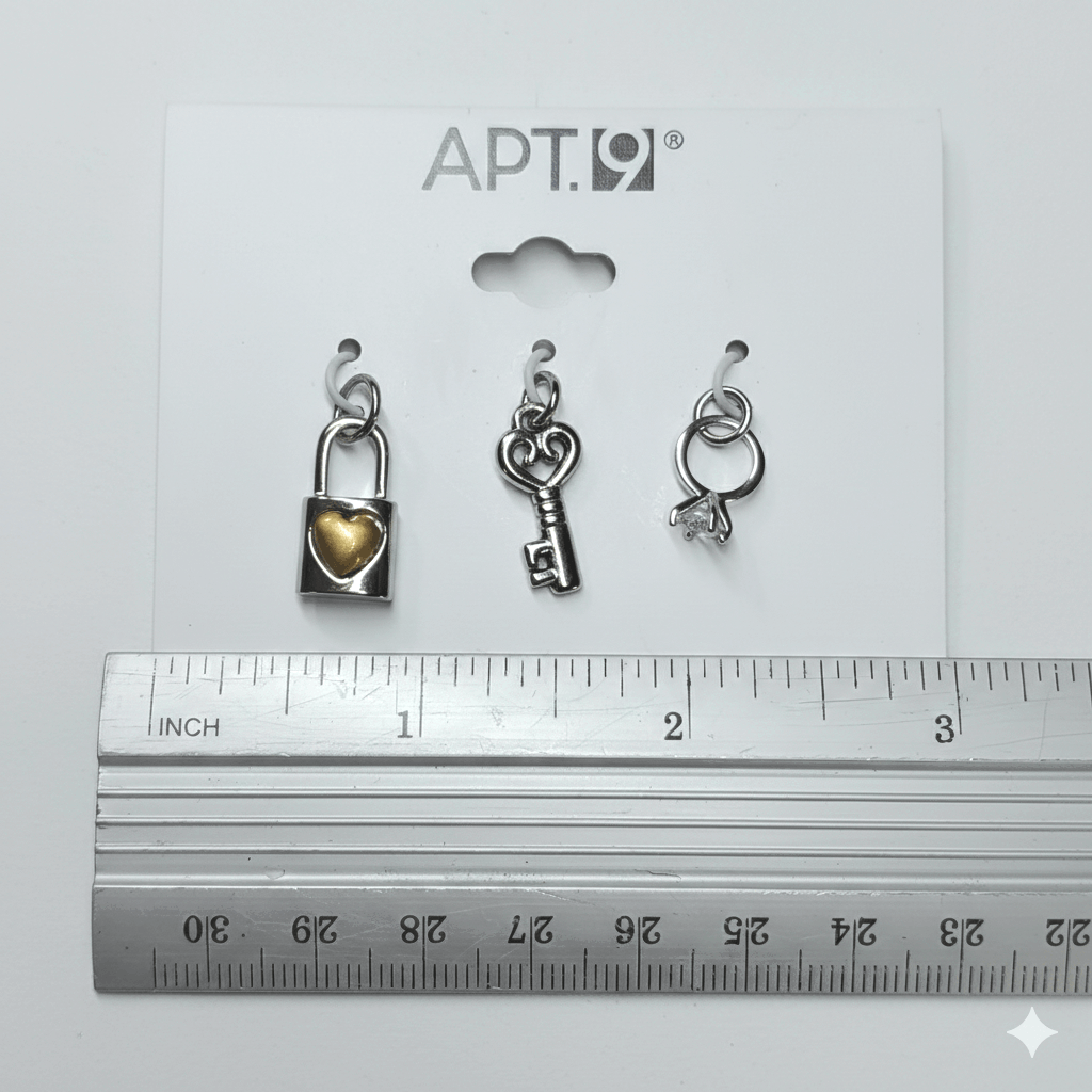 Apt. 9 Apt.9 NEW Charms Silver Tone Love Engagement Ring Lock Key Size ONE SIZE - 6 Thumbnail
