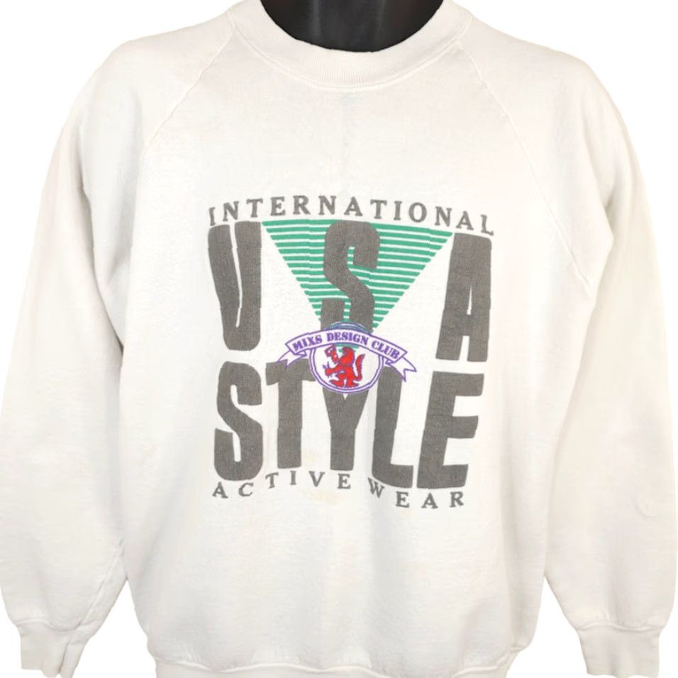 Fruit Of The Loom VINTAGE Mixs Design Club Sweatshirt Mens Size Large White 90s Made In USA Clothing Sweatshirt Mens 90s Streetwear Size US L / EU 52-54 / 3 - 2 Thumbnail