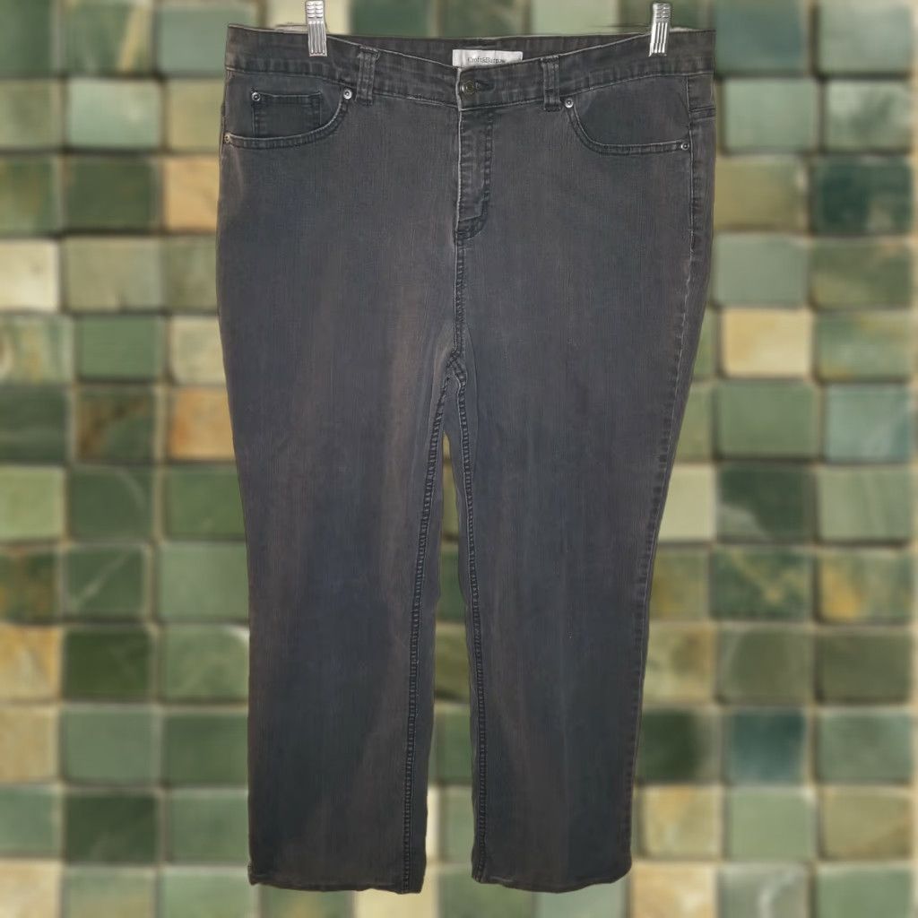 Croft & Barrow VINTAGE? Wait—no. Use actual product: Croft & Barrow Jeans Gray Chino Stretch Jeans 16 Regular Women Straight Stretch Gray 16 Womens with stain note. Size 38" / US 16 / IT 52 - 1 Thumbnail