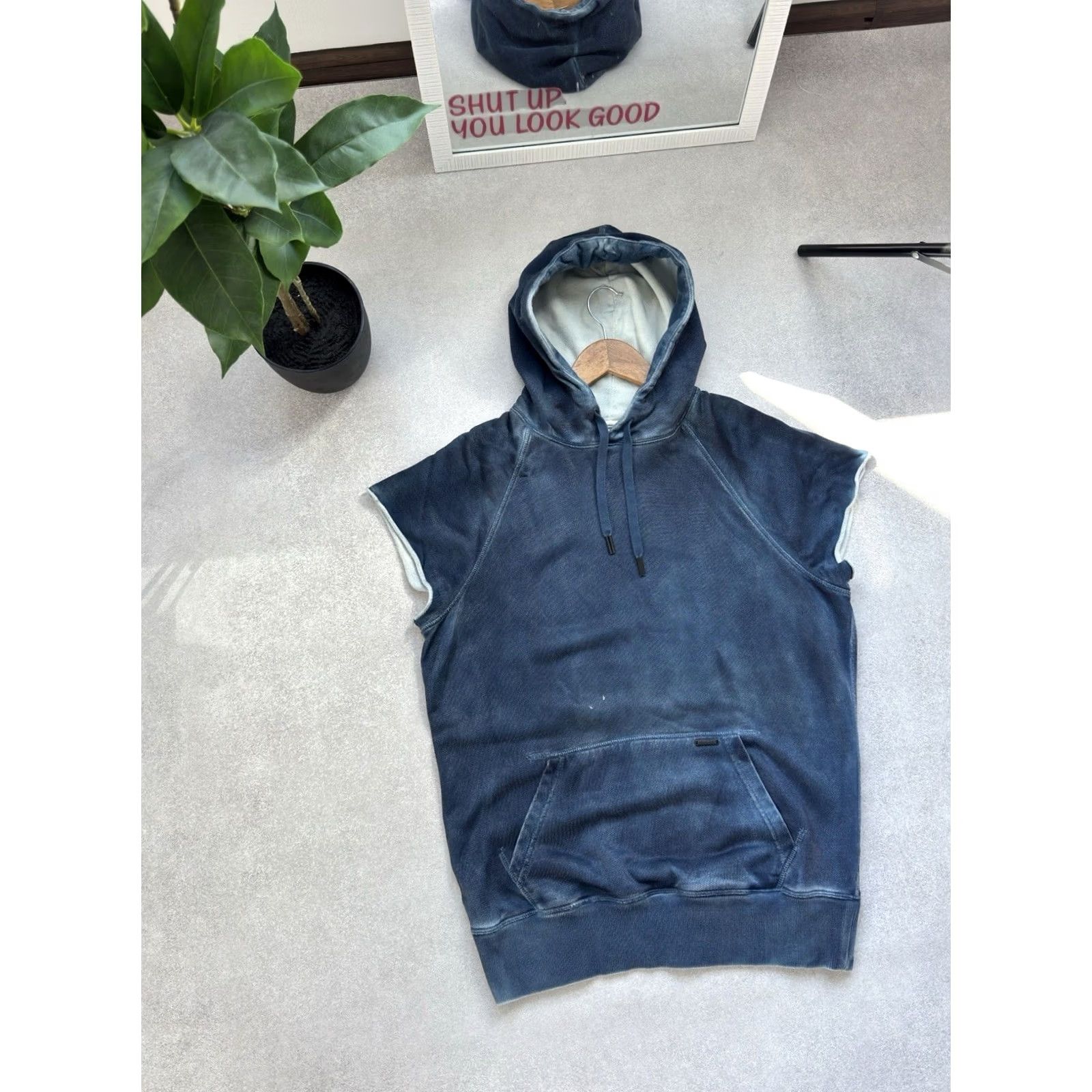 Diesel VINTAGE Diesel Avant Garde Y2K Washed Effect Hoodie Shirt Short Sleeve M Men Blue 90s Designer USA streetwear Size US M / EU 48-50 / 2 - 3 Thumbnail