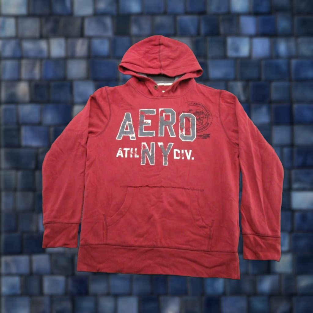 Aeropostale VINTAGE Aeropostale Hoodie Mens Medium Red Y2K Spell Out Sports Pullover Sweatshirt Size US M / EU 48-50 / 2 - 1 Thumbnail