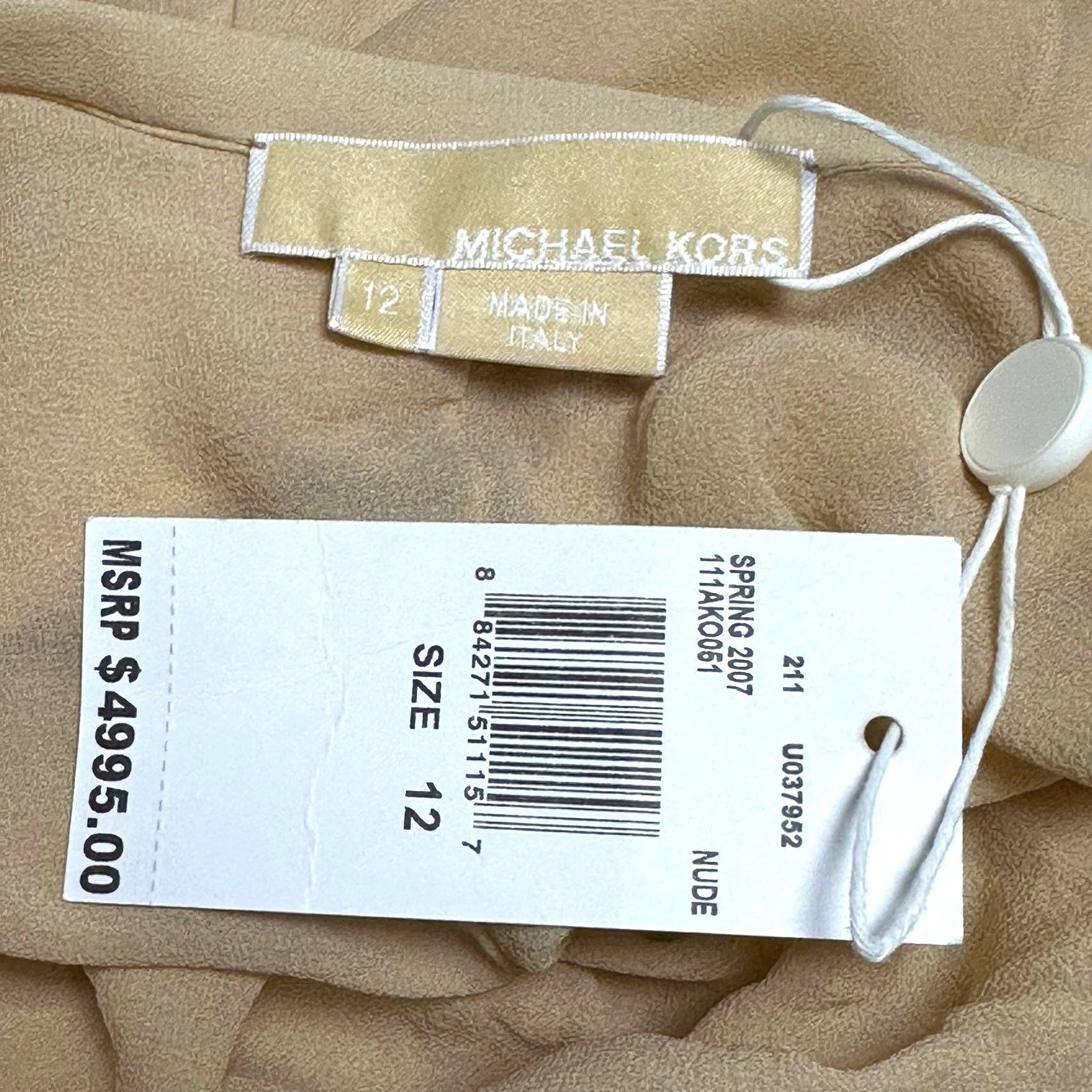 Michael Kors NWT $4995 Michael Kors Collection Silk Nude Skirt SS 07 Size 34" / US 12 / IT 48 - 7 Thumbnail