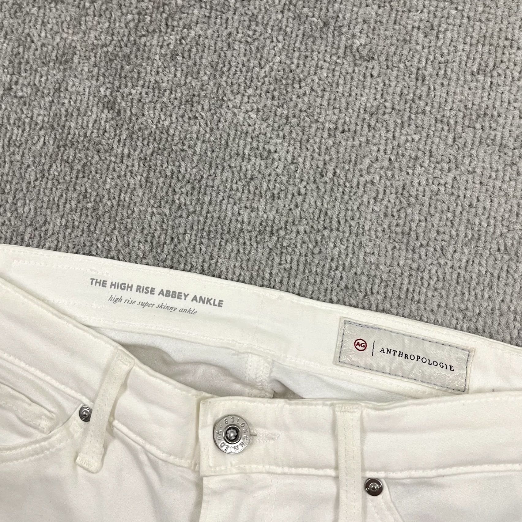 Vintage AG Adriano Goldschmied High Rise Abbey Ankle Pants Womens Sz 25 White Skinny Size 42" / US 20 - 2 Thumbnail