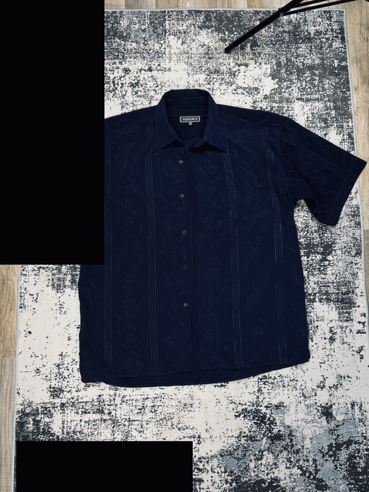 Versace Rare Versace Monogram 80-90s shirt Bootleg Luxury XL Navy Size US XL / EU 56 / 4 - 2 Thumbnail